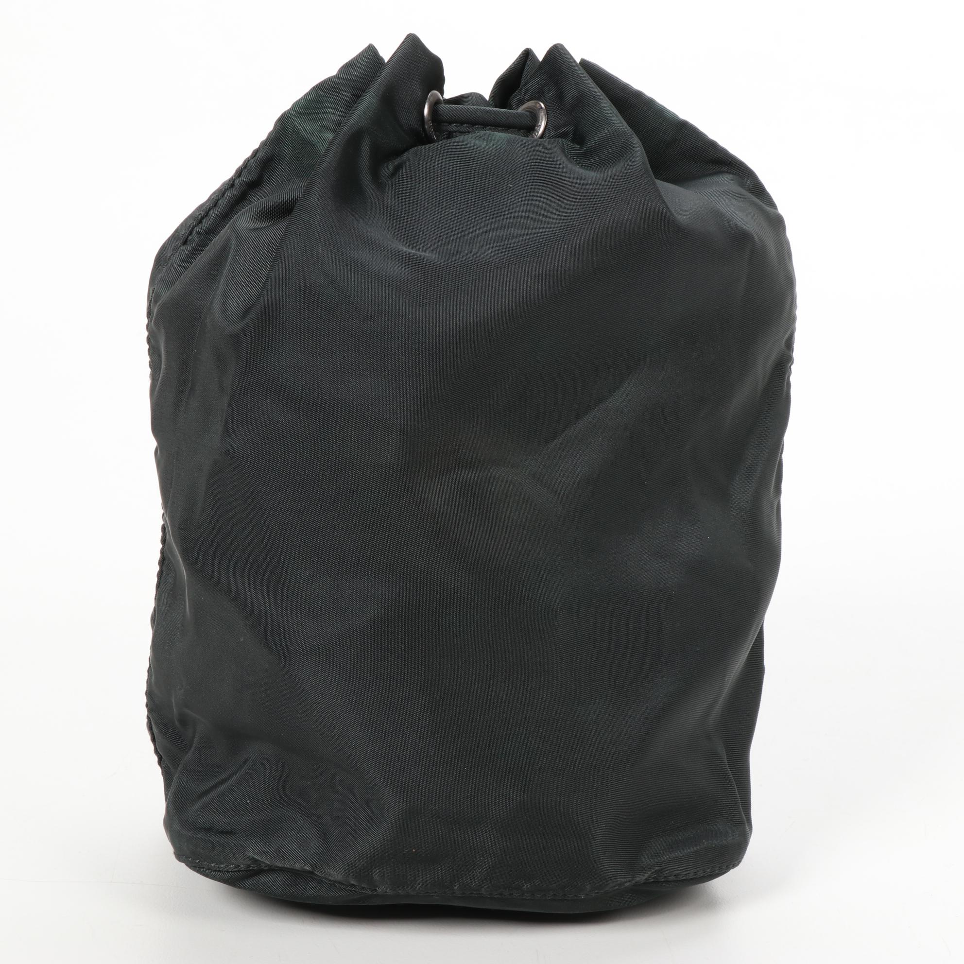 Prada Drawstring Pouch in Dark Green Tessuto Nylon