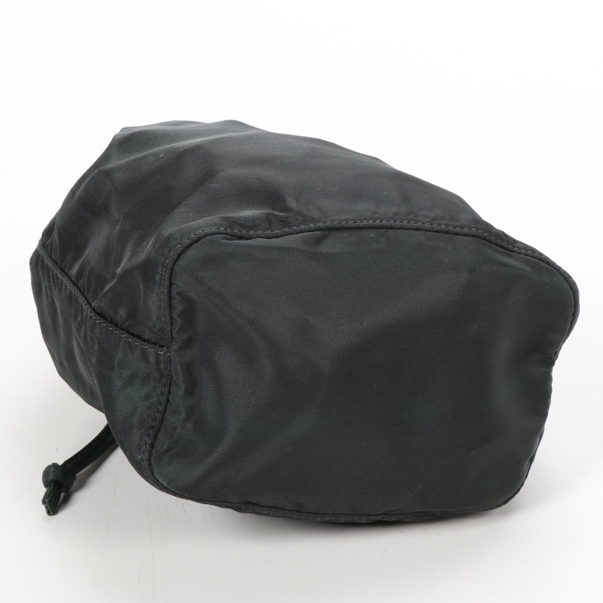 Prada Drawstring Pouch in Dark Green Tessuto Nylon