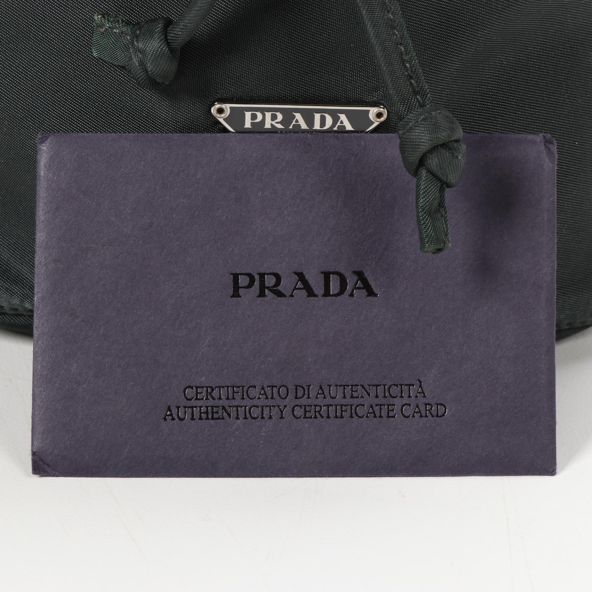 Prada Drawstring Pouch in Dark Green Tessuto Nylon
