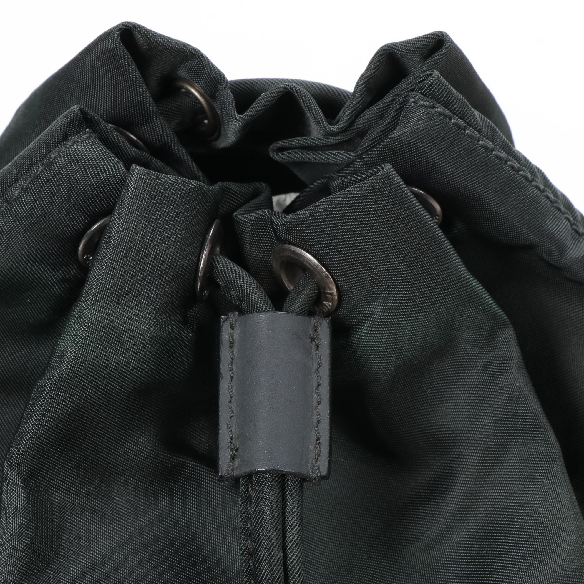 Prada Drawstring Pouch in Dark Green Tessuto Nylon