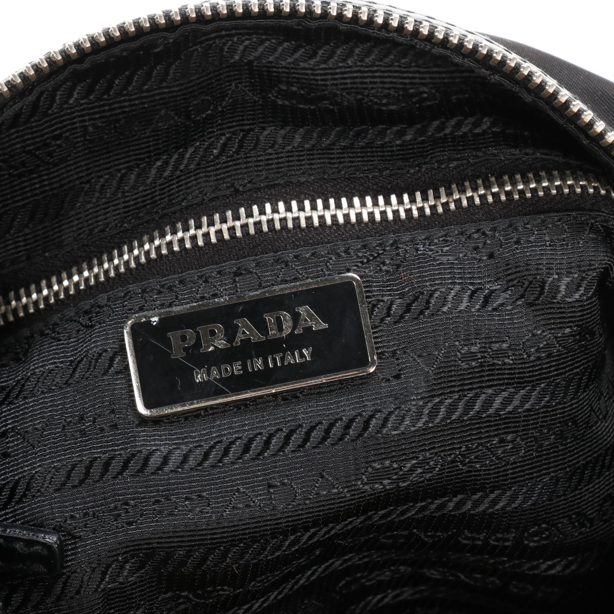 Prada Shoulder Bag in Black Tessuto Nylon and Patent Leather