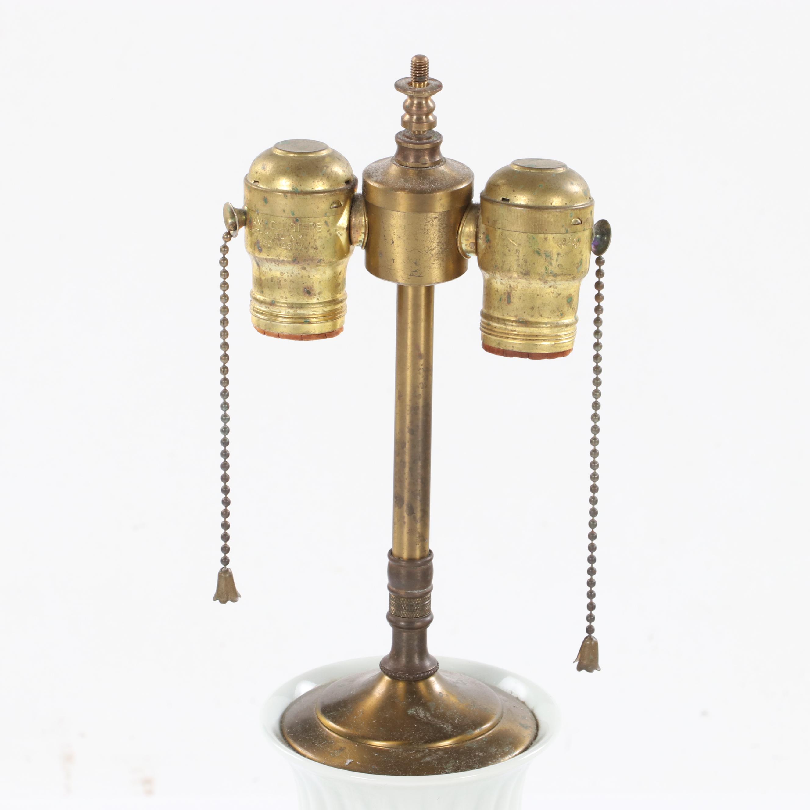 White Fluted Ceramic Baluster Two-Light Lamp