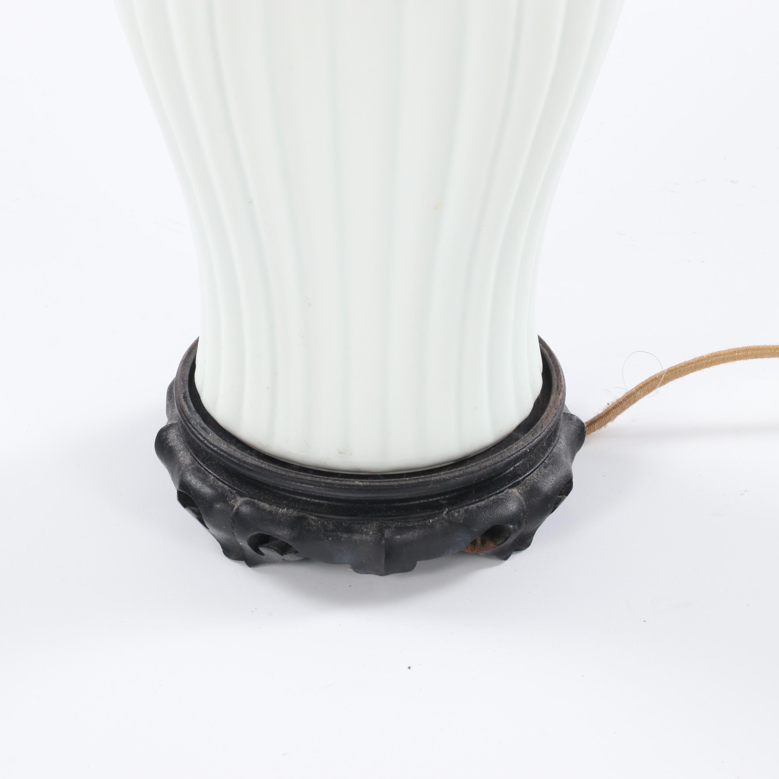 White Fluted Ceramic Baluster Two-Light Lamp