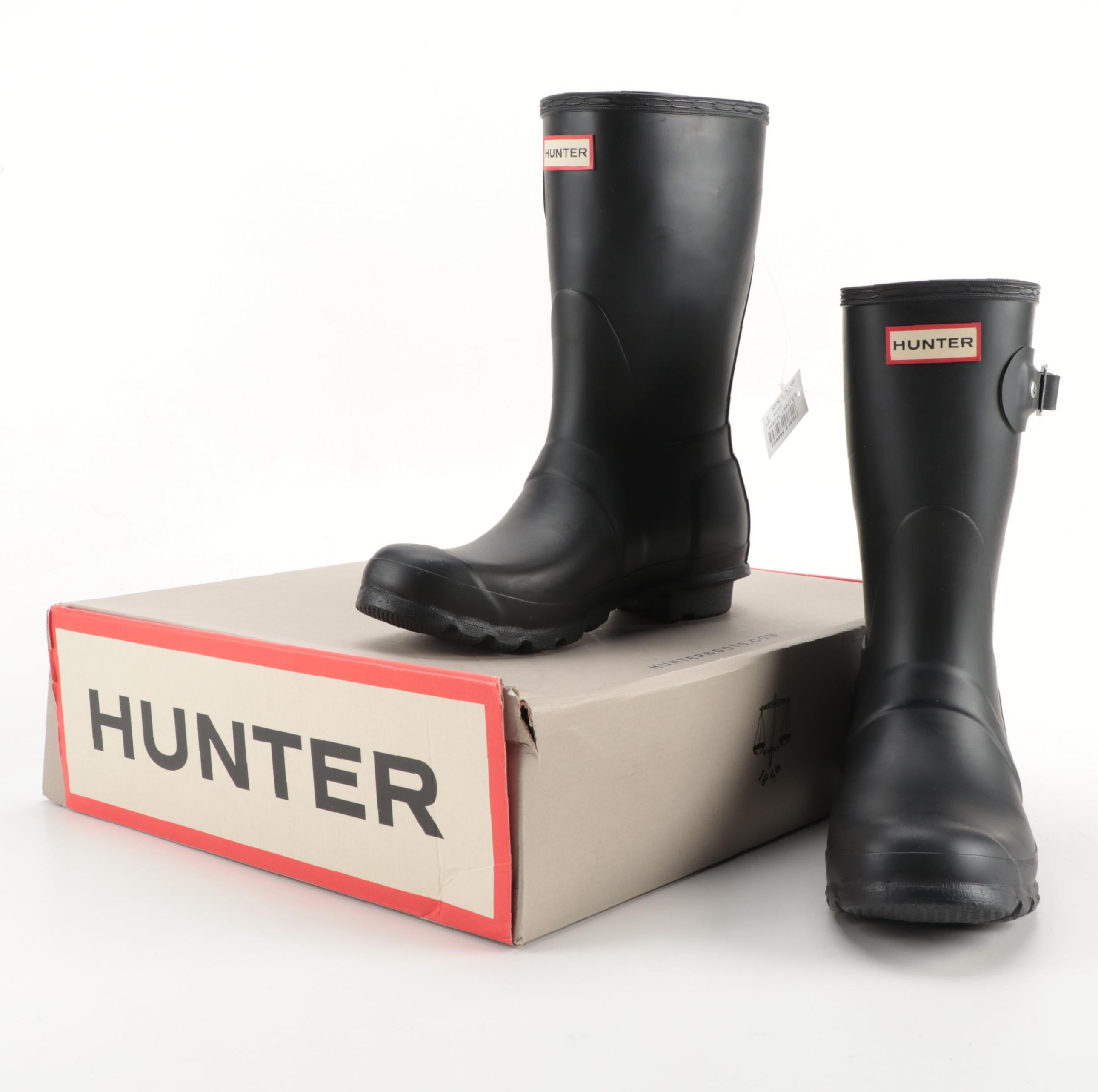 Hunter Original Short Rain Boots in Matte Black with Box, Size 8