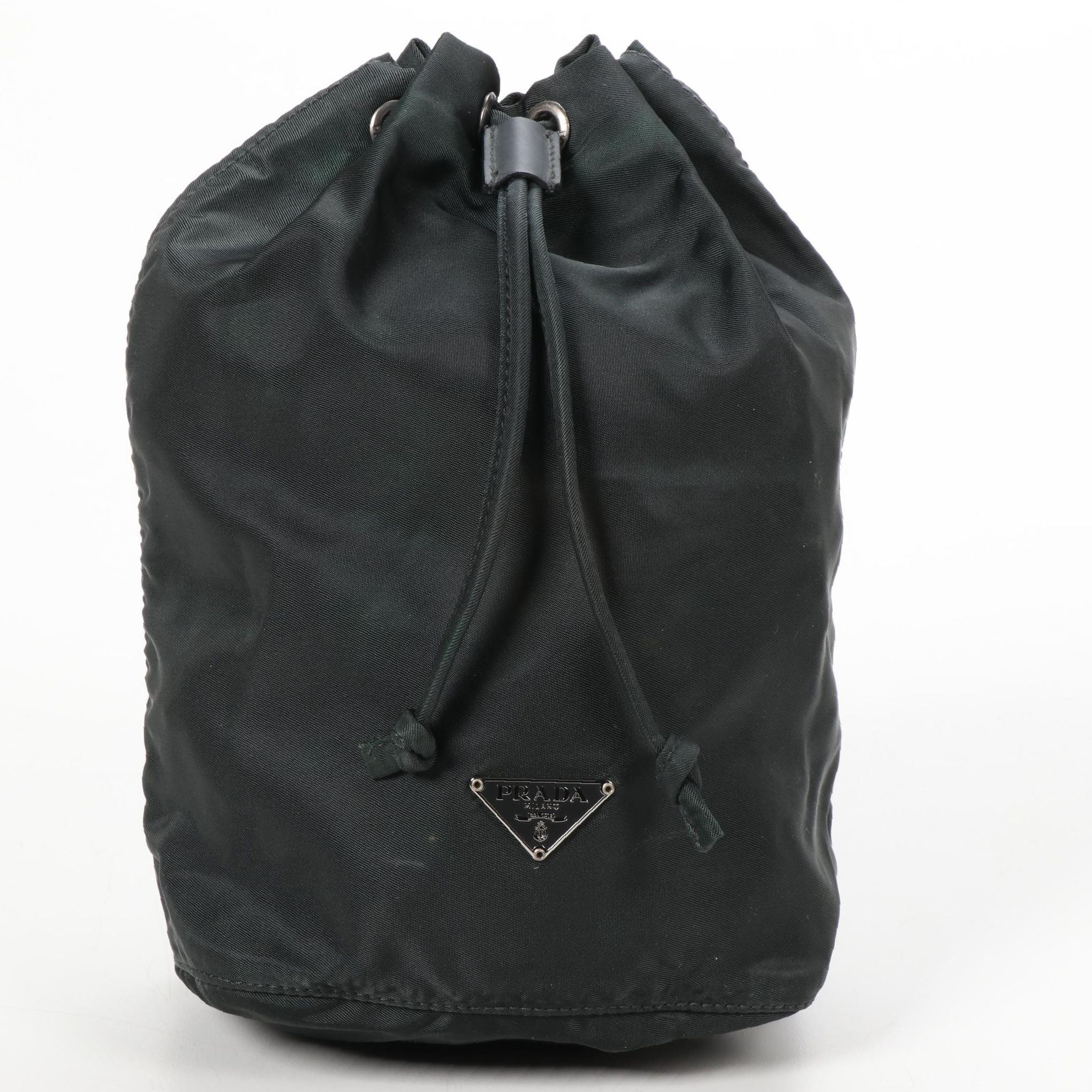 Prada Drawstring Pouch in Dark Green Tessuto Nylon