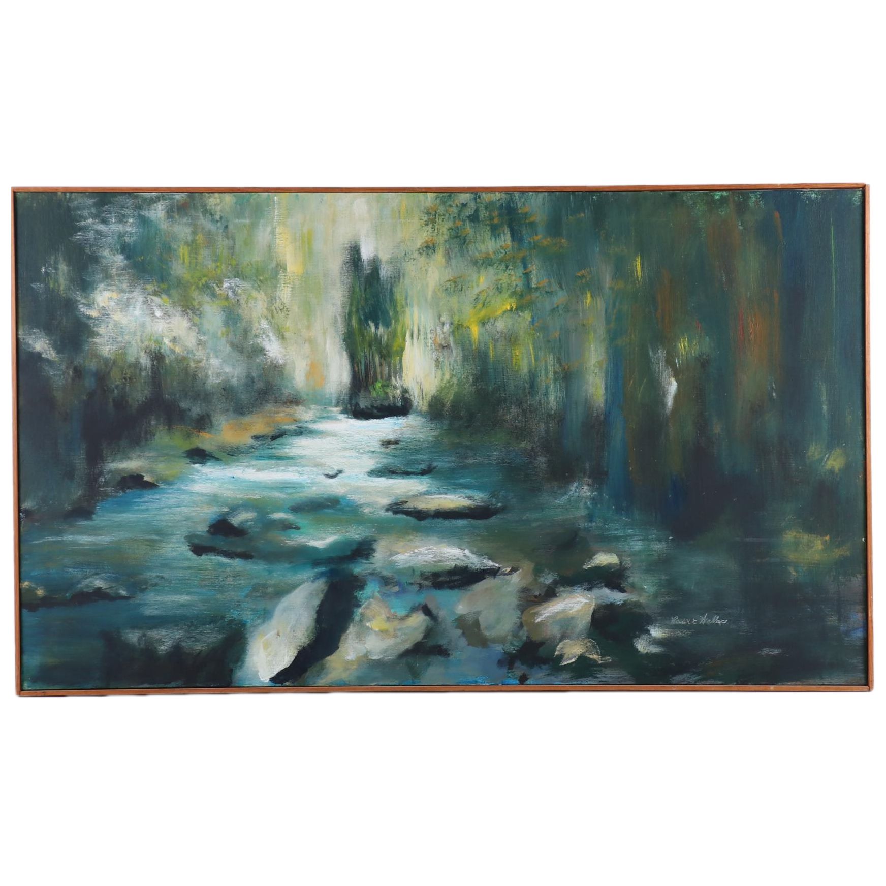 Roscoe E. Wallace Impressionist Style Oil Painting "Steamboat Rock," 1968