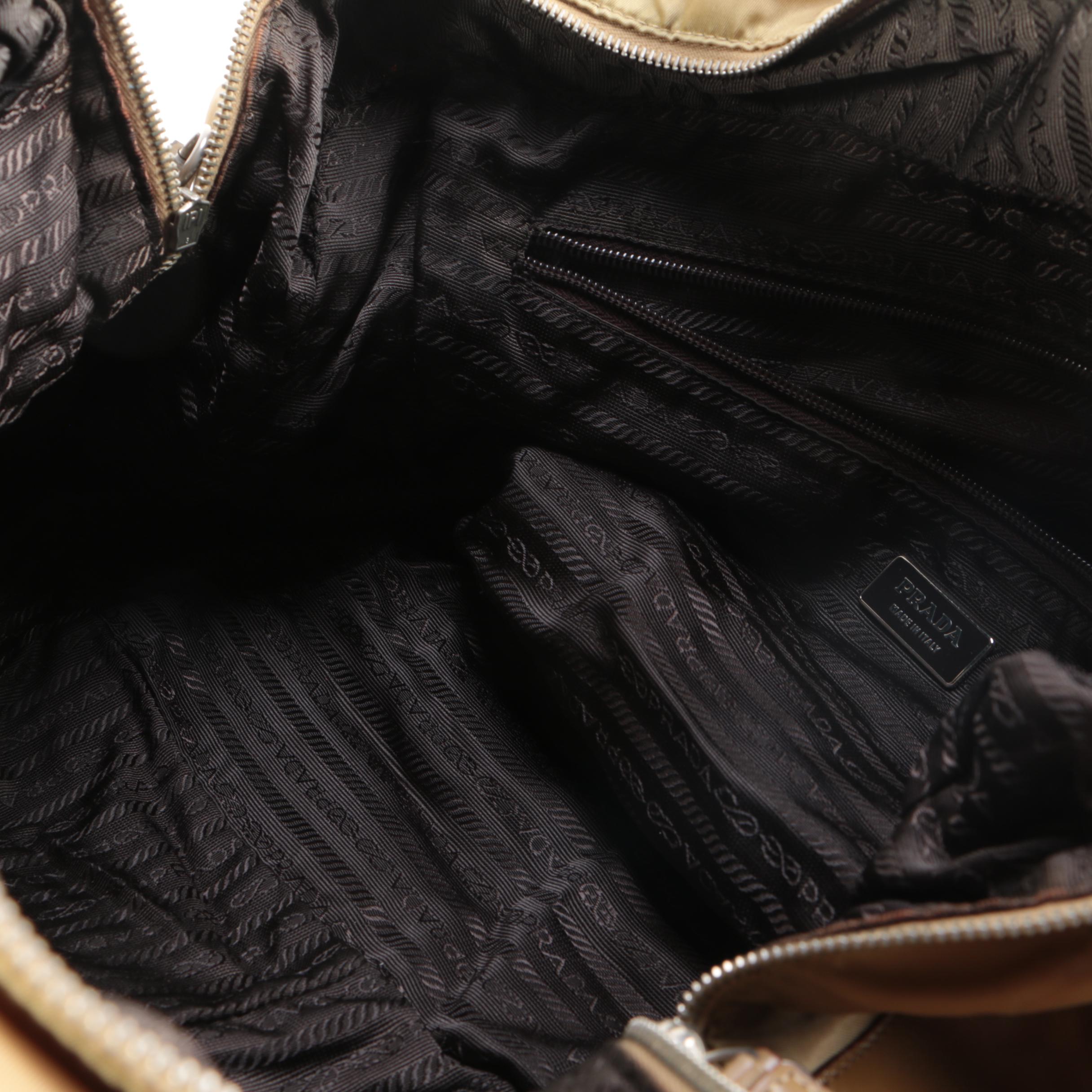 Prada Two-Way Duffel Bag in Beige Nylon and Leather