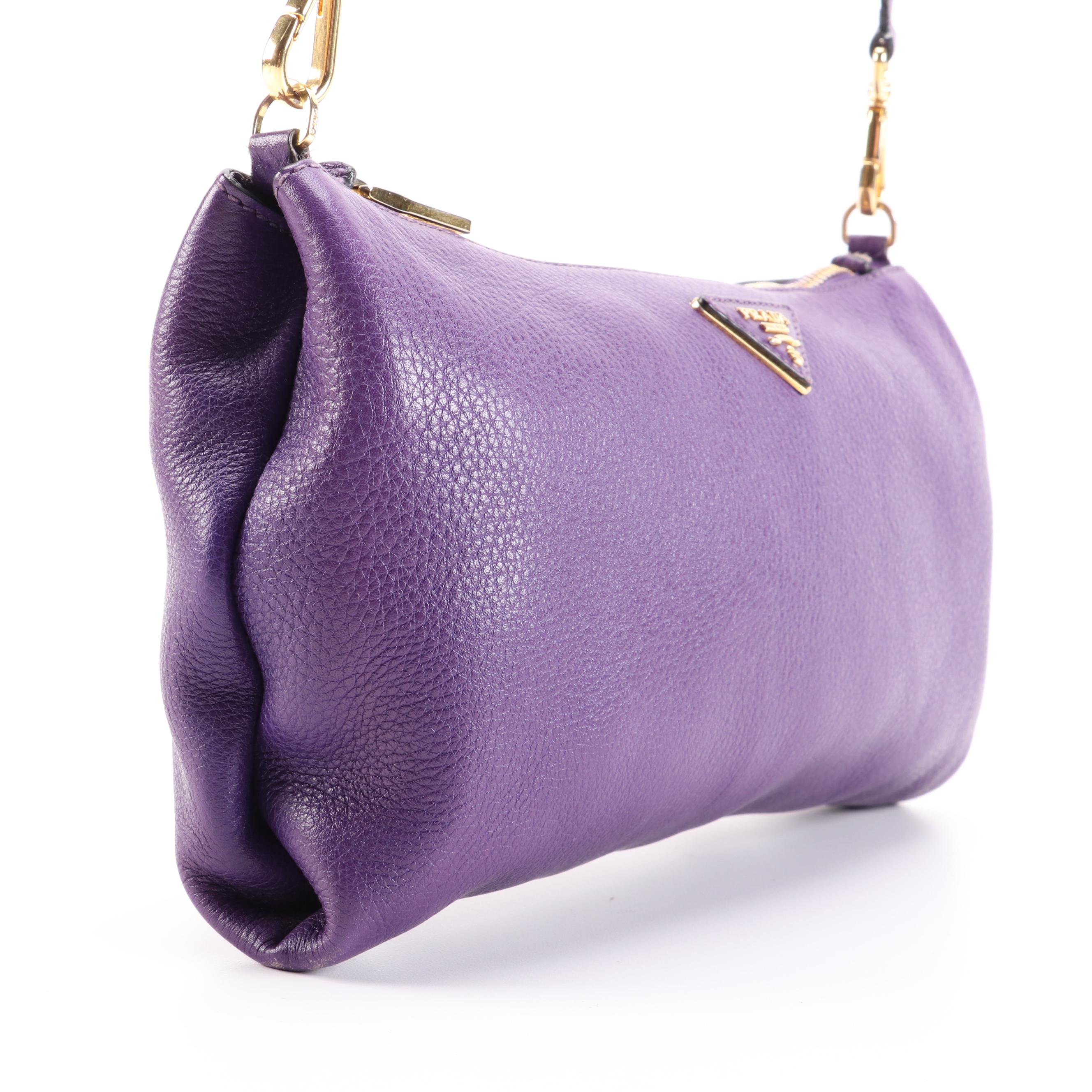 Prada Daino Purple Vitello Leather Crossbody Bag