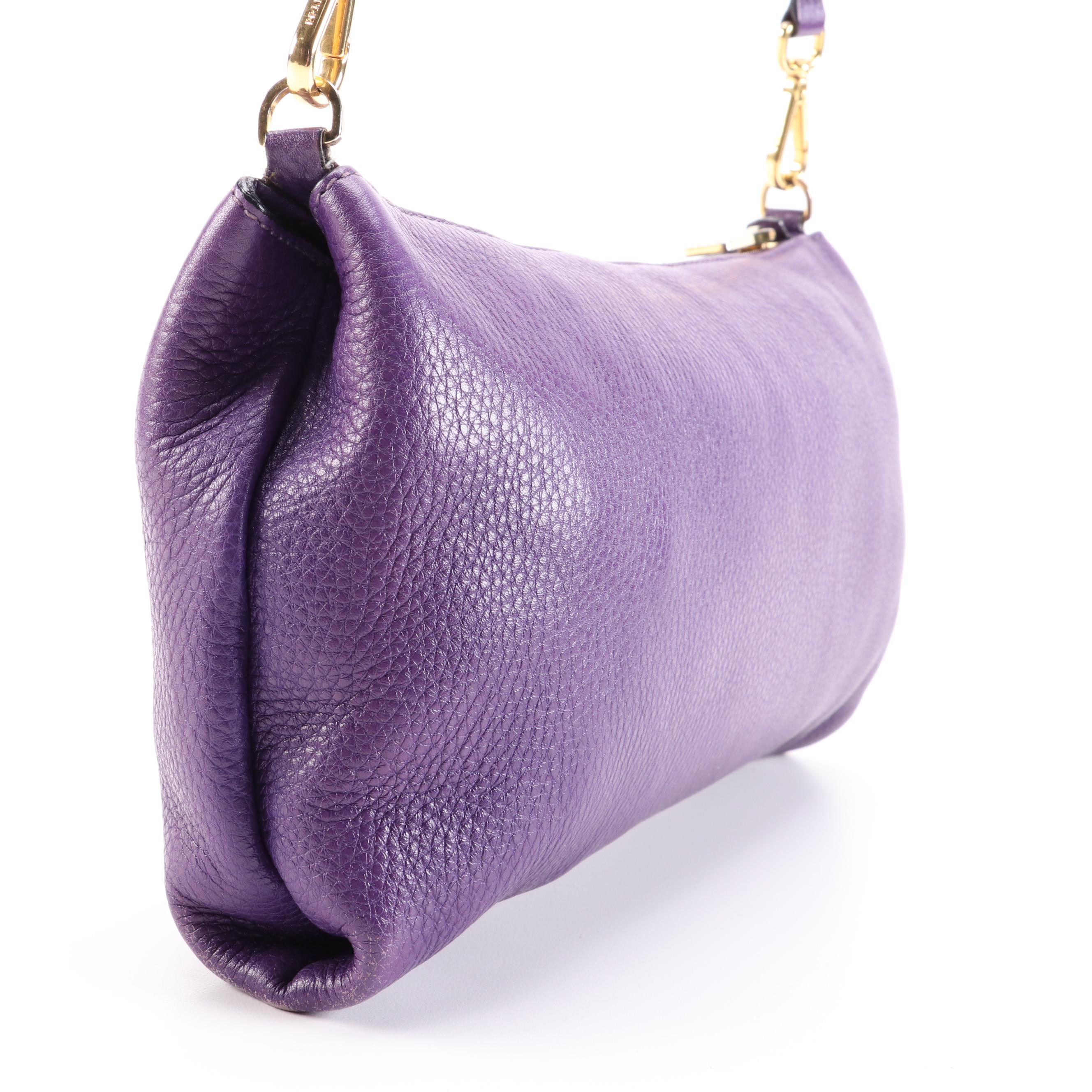 Prada Daino Purple Vitello Leather Crossbody Bag