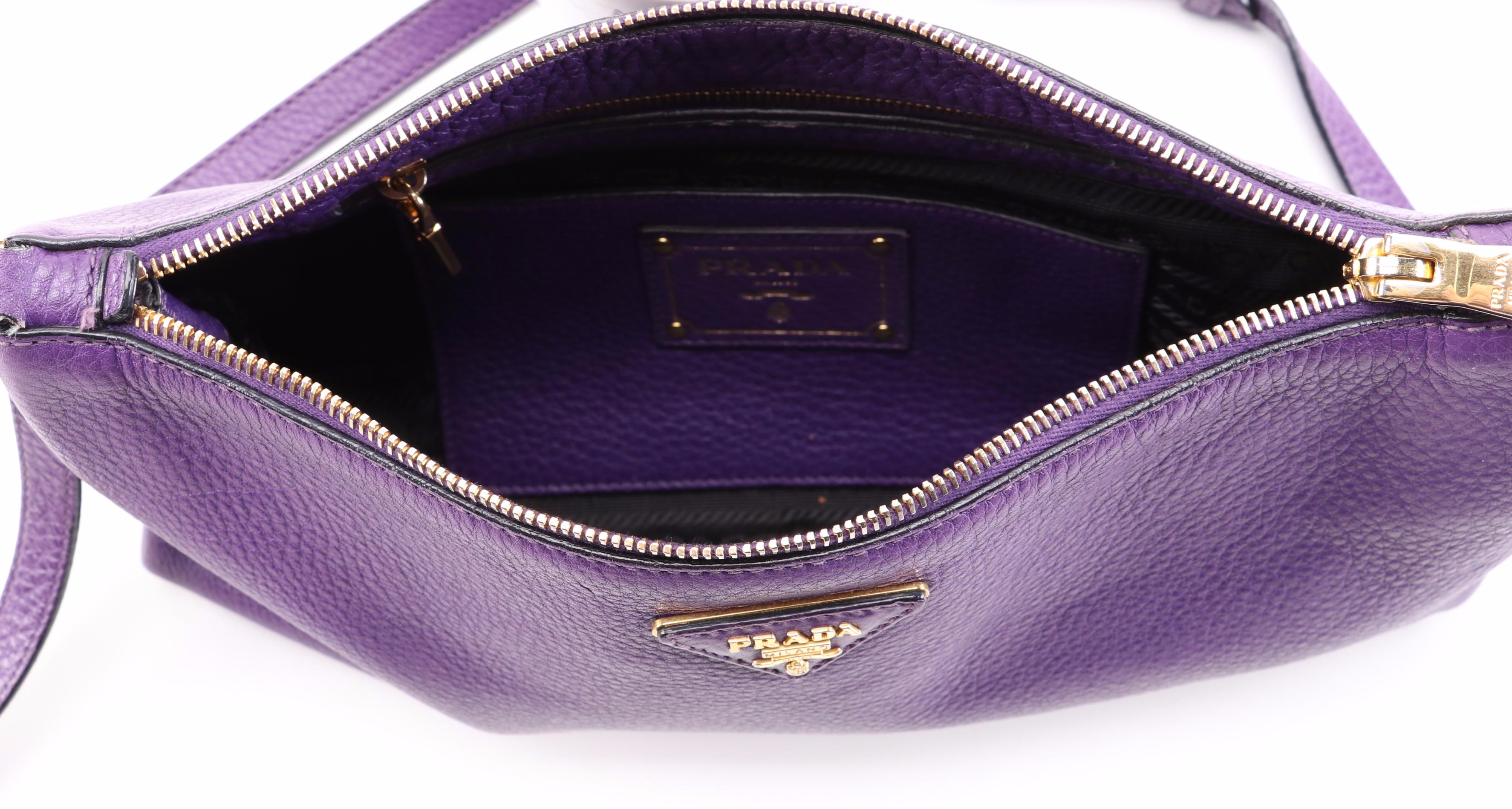 Prada Daino Purple Vitello Leather Crossbody Bag