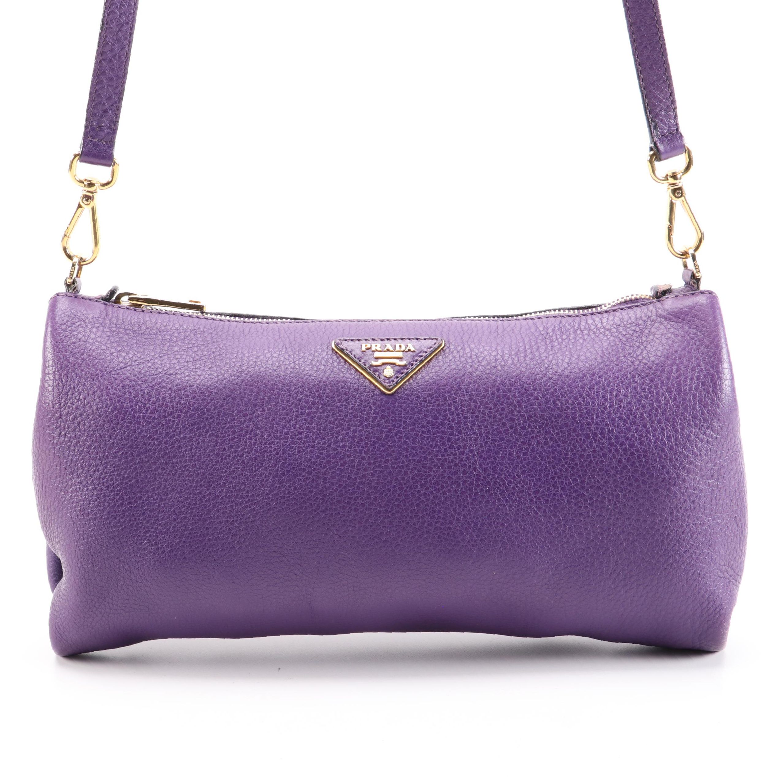 Prada Daino Purple Vitello Leather Crossbody Bag