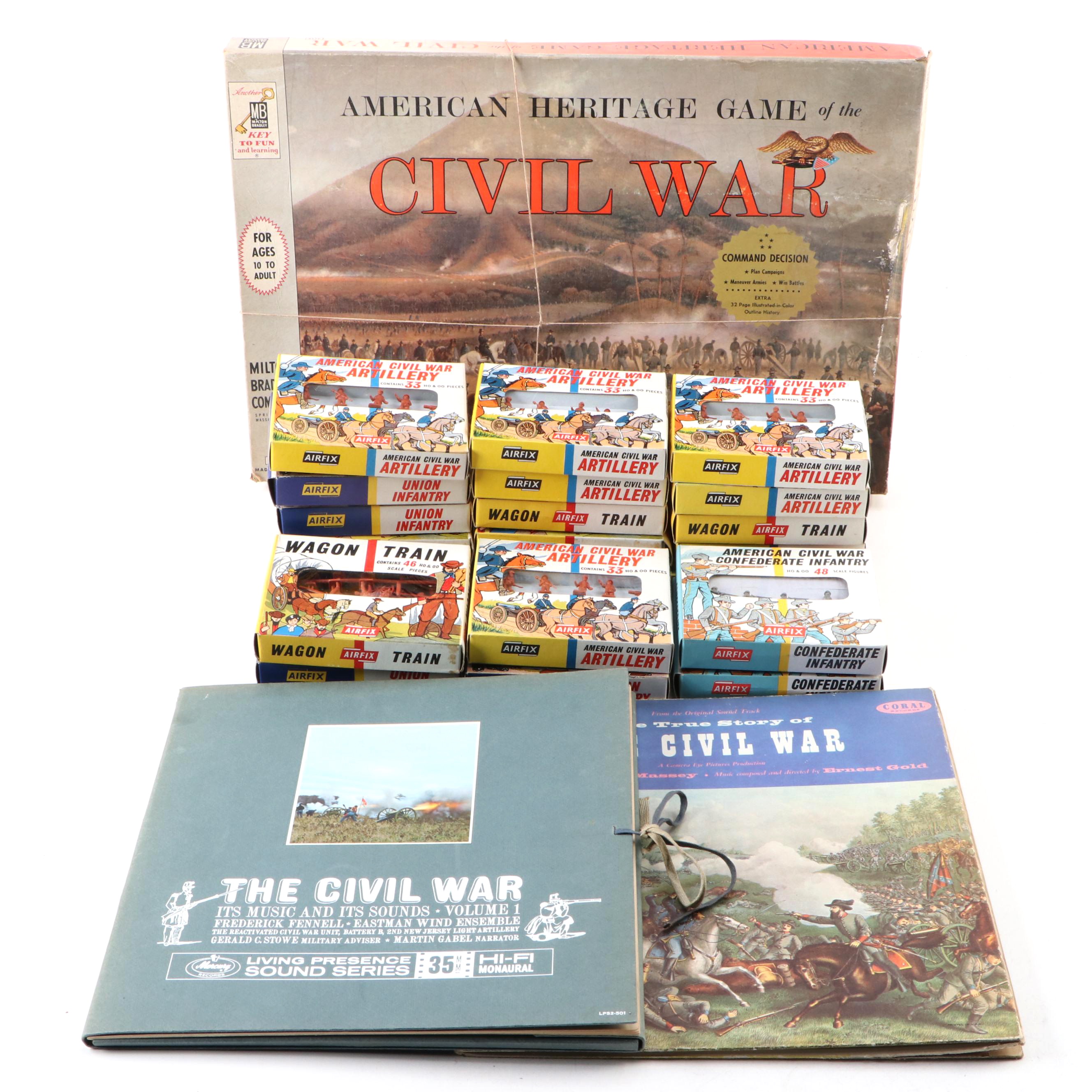Milton Bradley Civil War Board Game, Airfix Miniature Soldiers and More, Vintage