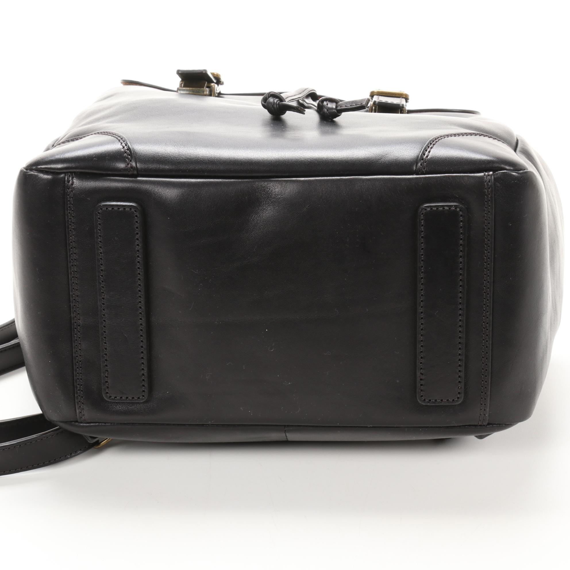 Bosca Backpack Shoulder Bag in Black Leather