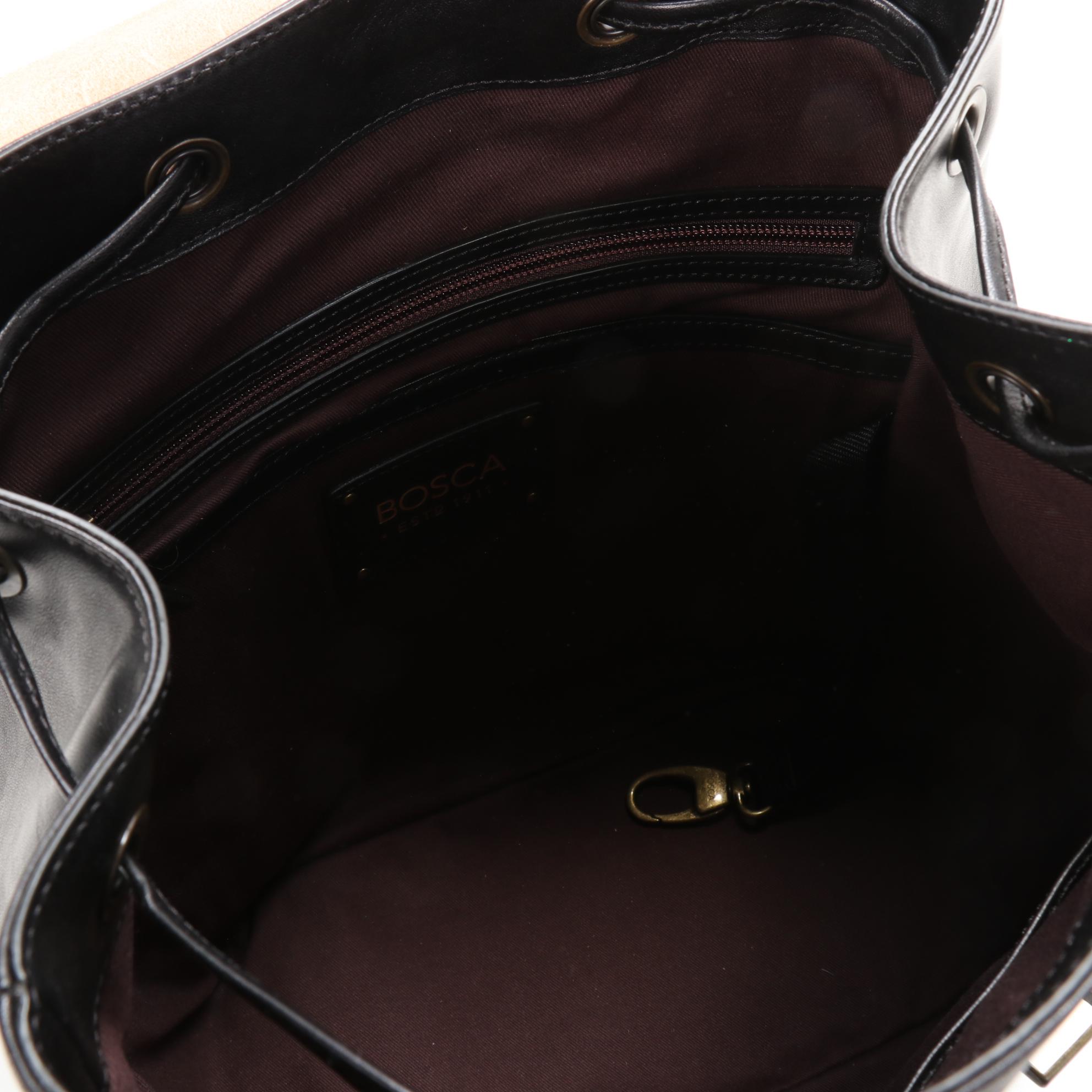 Bosca Backpack Shoulder Bag in Black Leather