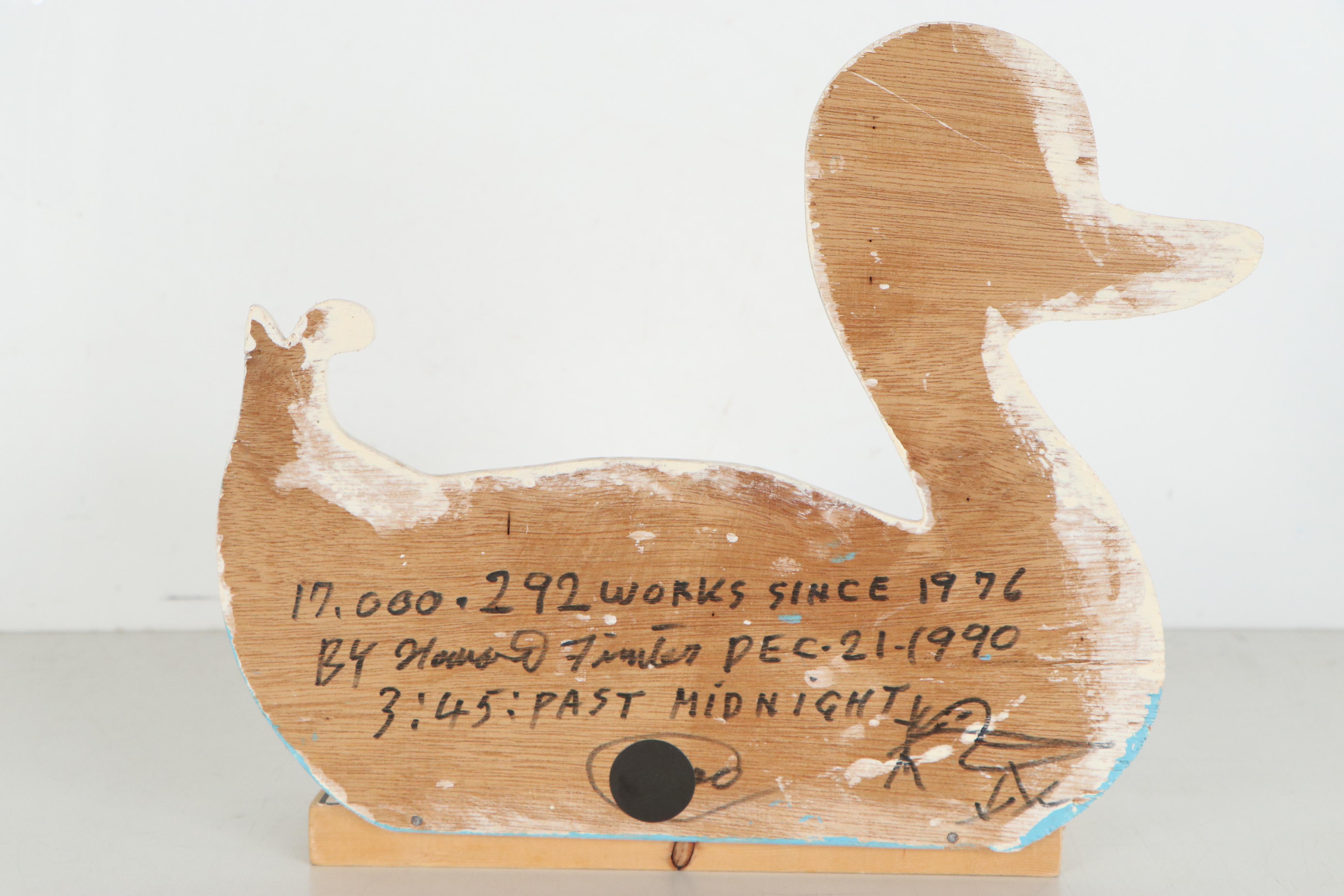 Howard Finster Folk Art Wooden Sculpture "May The World Go Free...," 1990