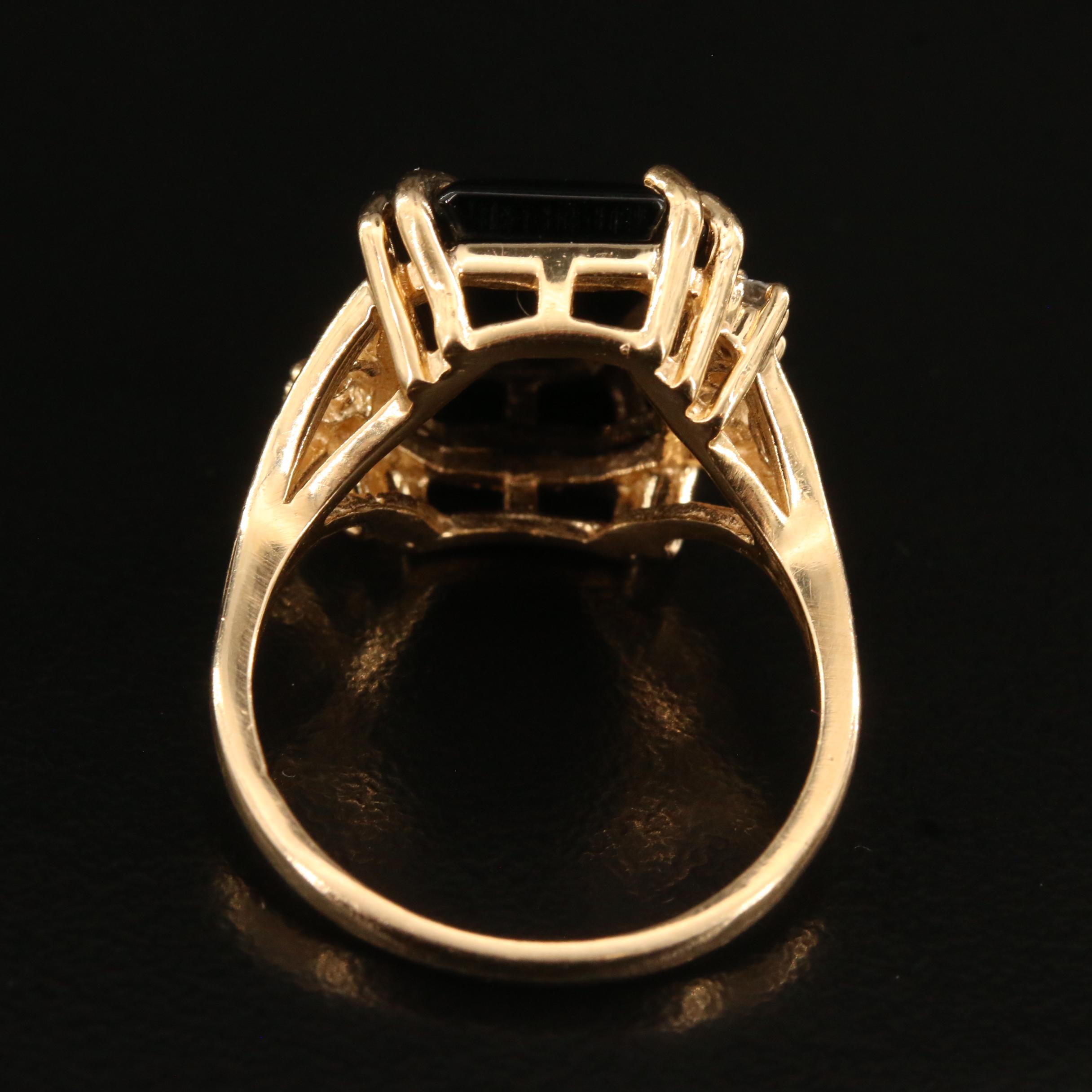14K Black Onyx and Diamond Ring
