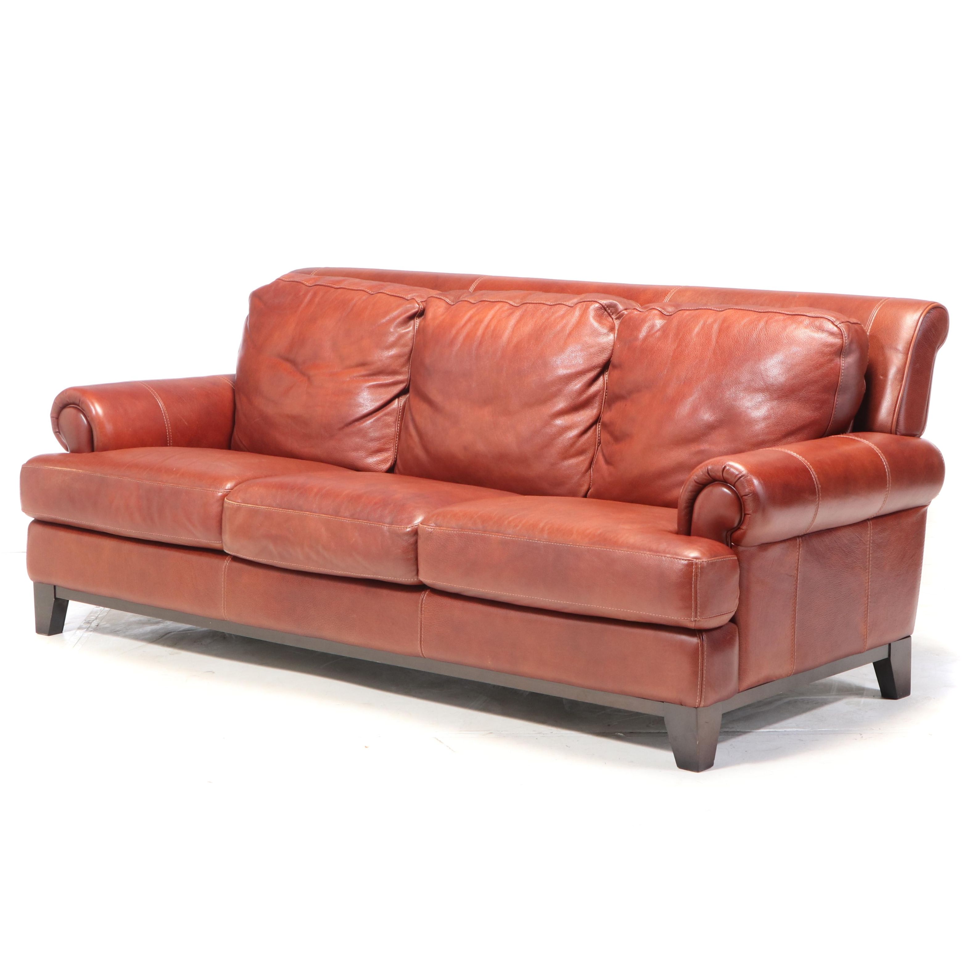 Divani Chateau d'Ax Three-Seat Italian Leather Sofa