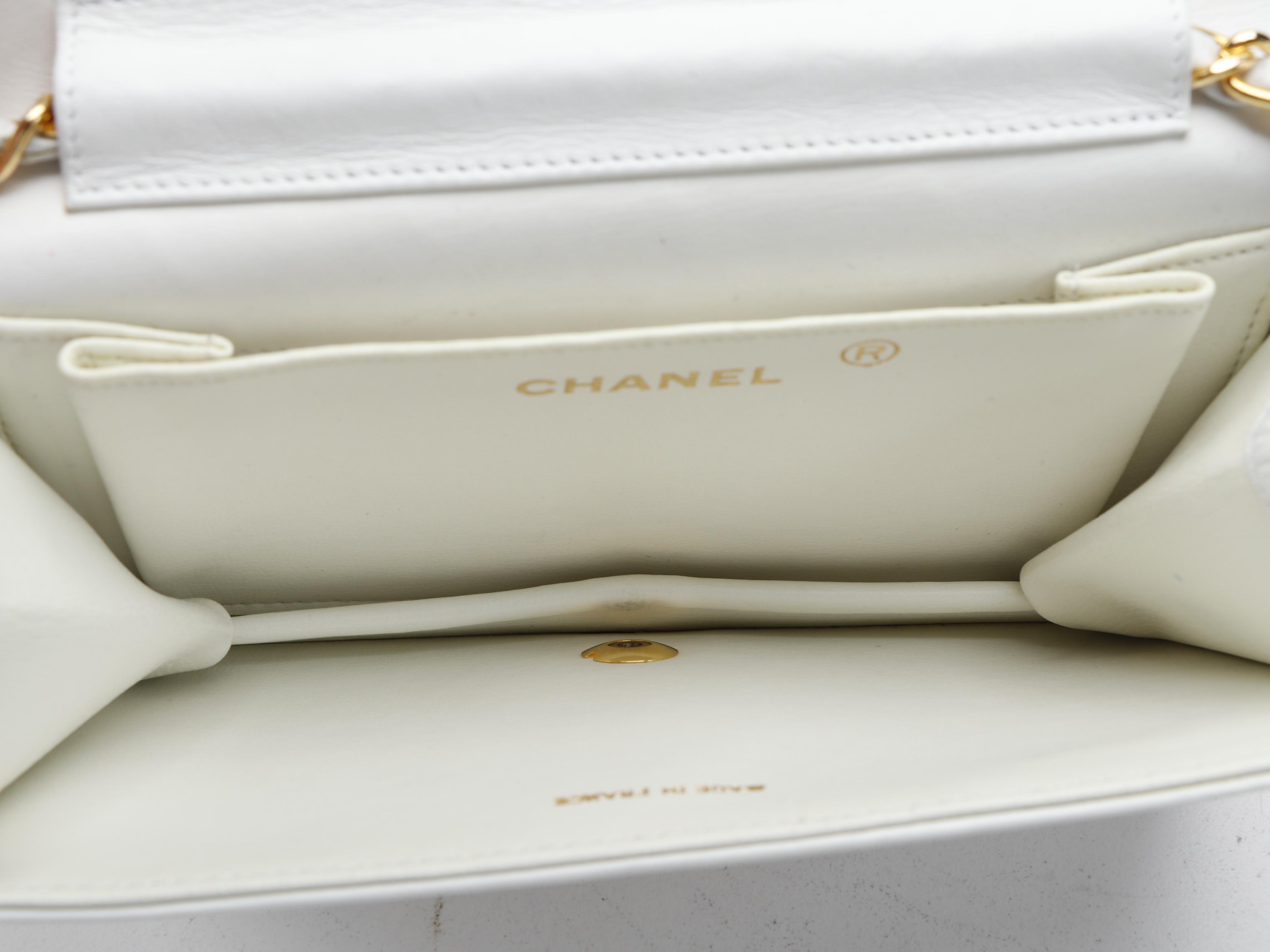 Chanel Quilted White Lambskin WOC Clutch