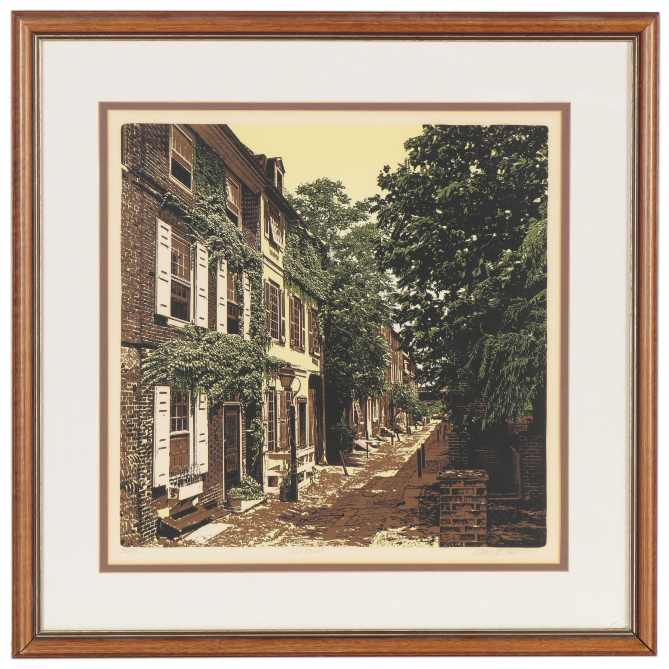 L. Sacco and R. Ehrlich Serigraph "Old Town," Late 20th Century