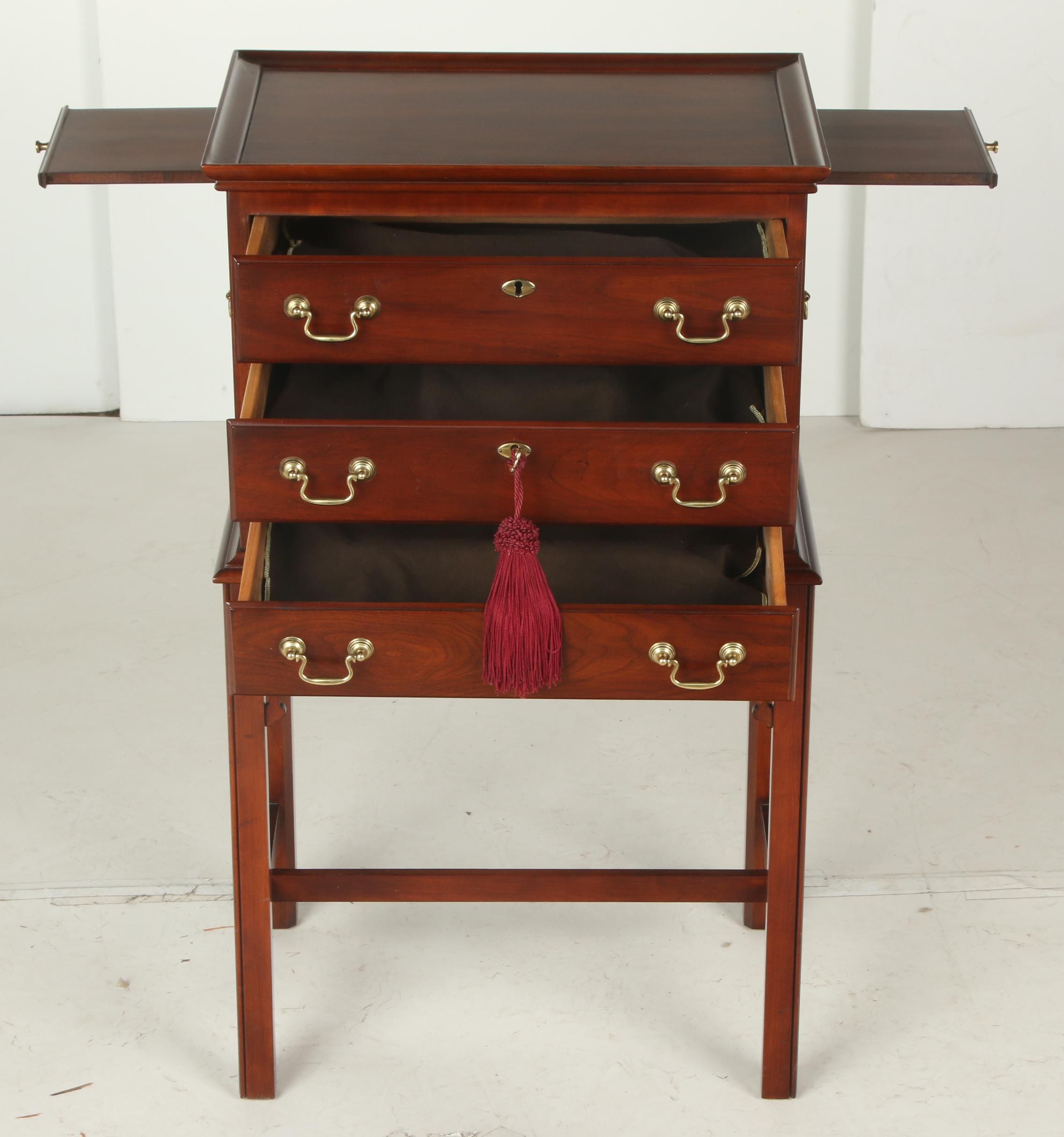 Statton "Trutype Americana" Chippendale Style Cherrywood Silver Chest-on-Stand