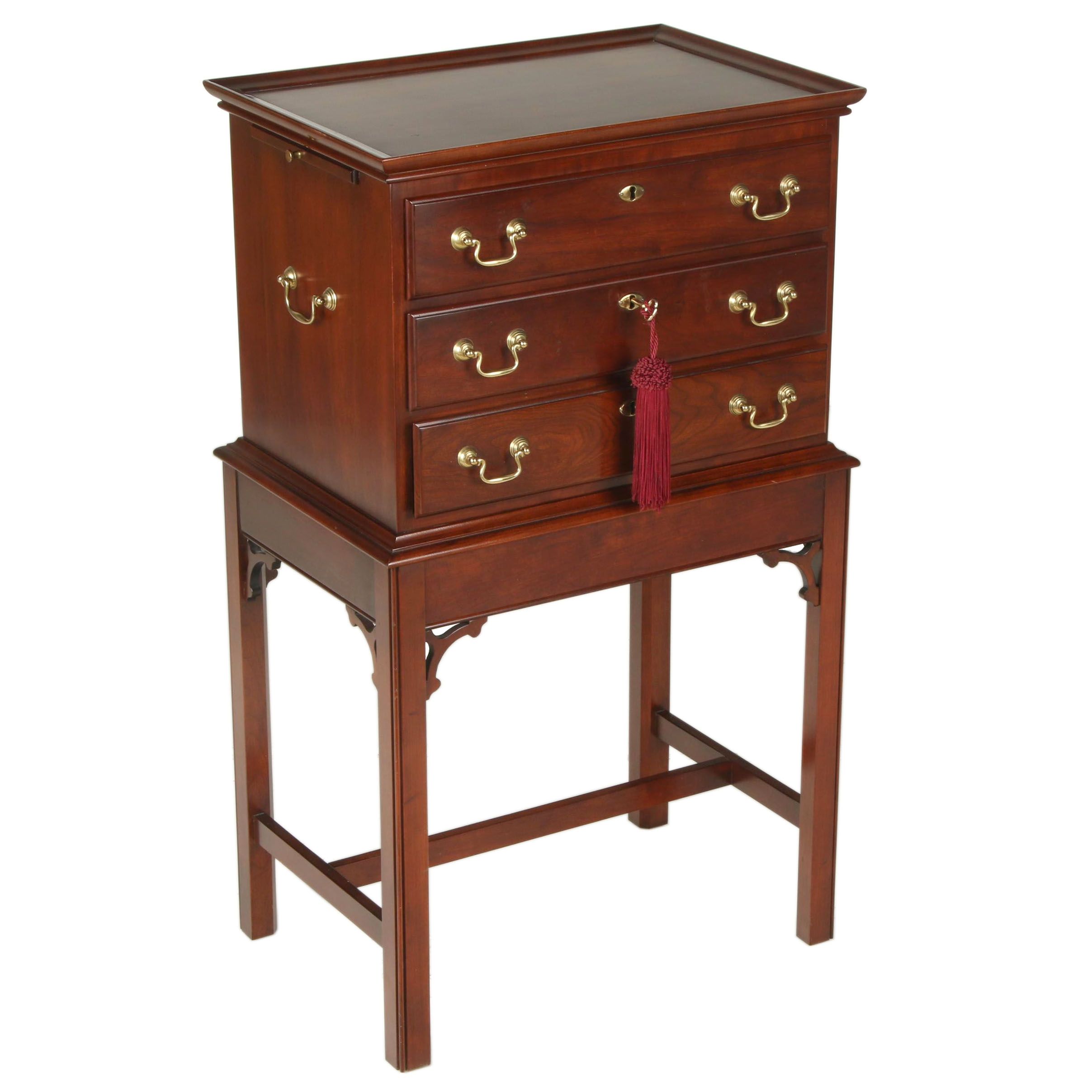 Statton "Trutype Americana" Chippendale Style Cherrywood Silver Chest-on-Stand