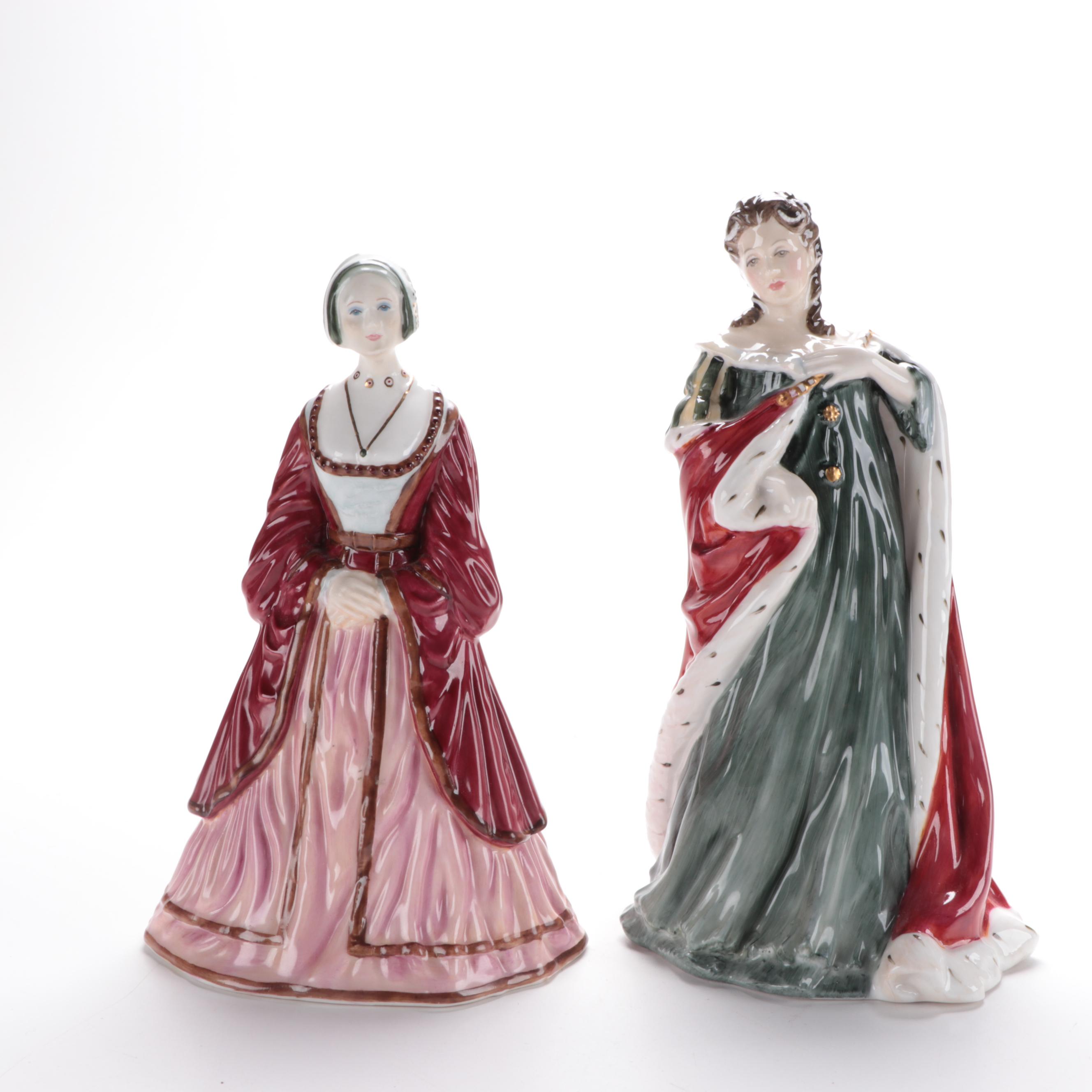 Royal Doulton "Queen Anne" and Coalport "Anne of Cleves" Bone China Figurines