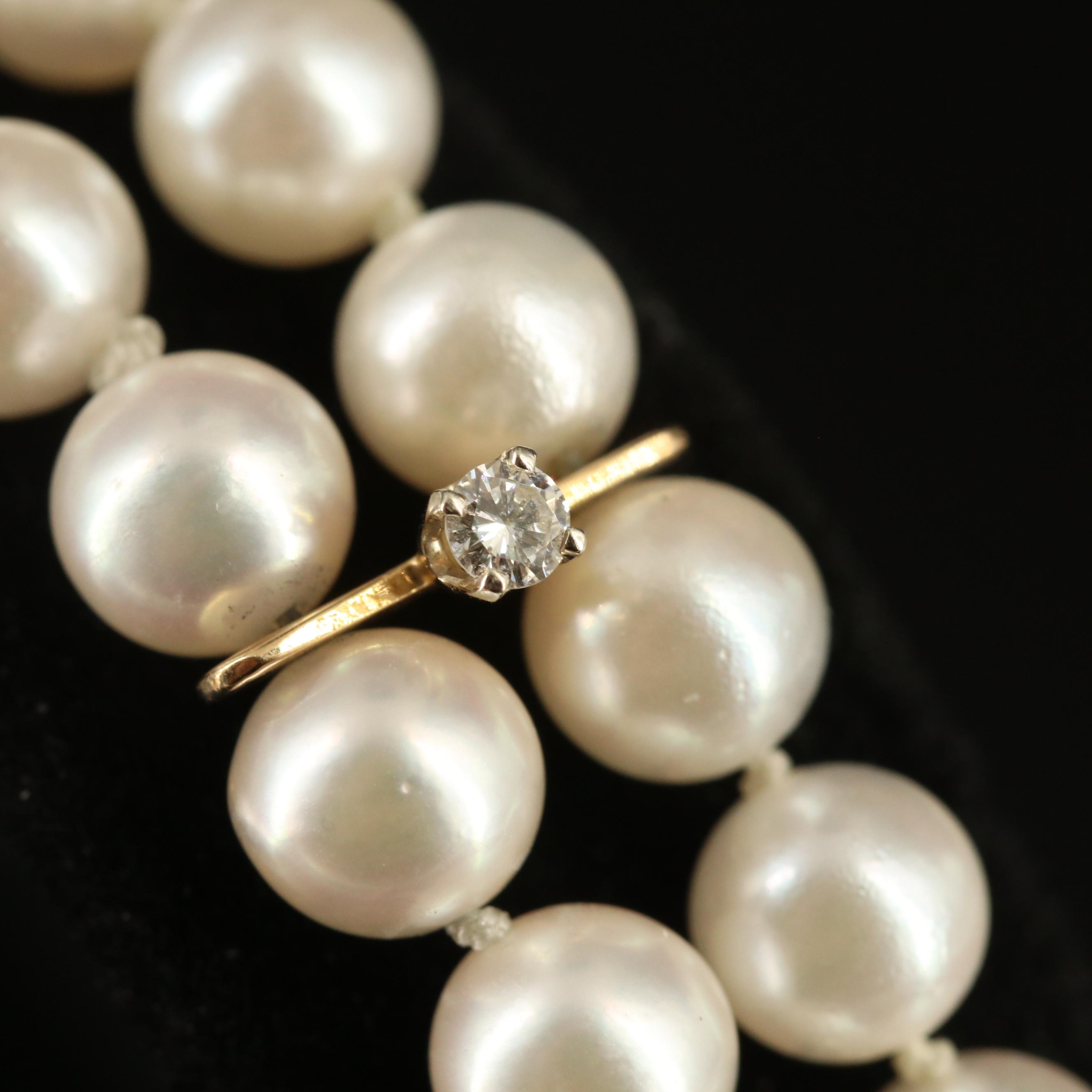 18K Pearl and Diamond Double Strand Bracelet