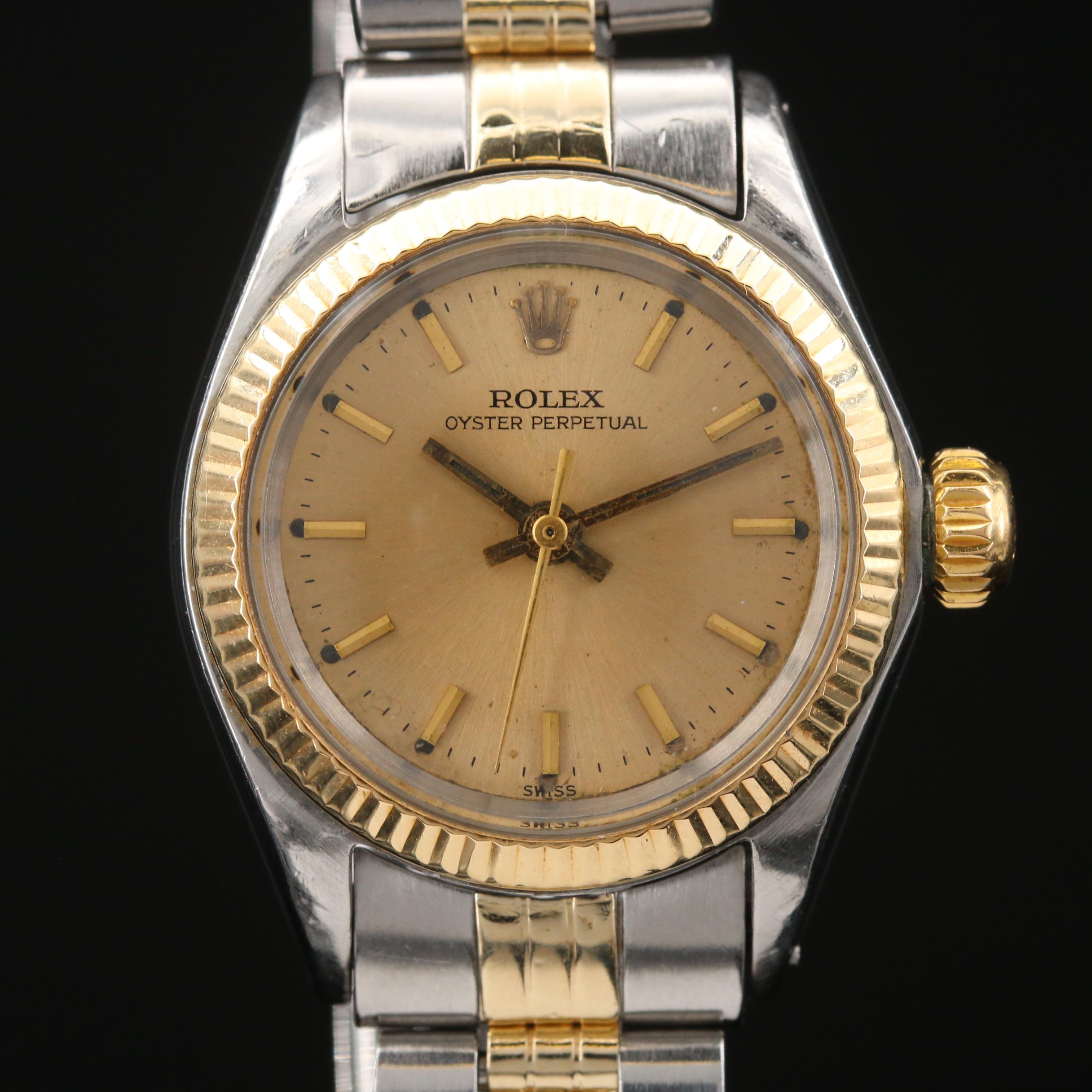 1968 Rolex Oyster Perpetual 14K Gold and Stainless Steel Automatic Watch