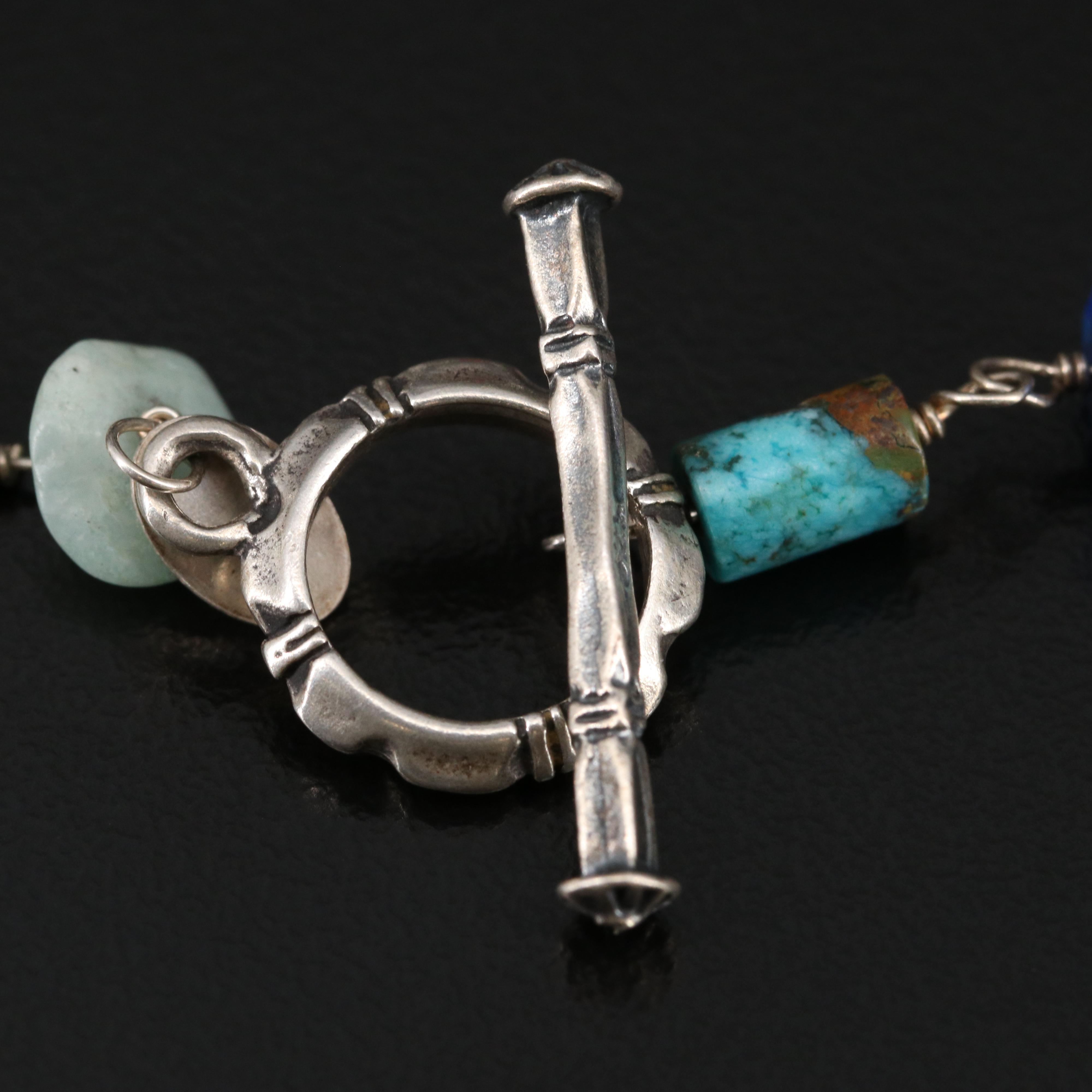 Silpada Sterling Station Necklace Including Pearl, Smoky Quartz, Coral and More