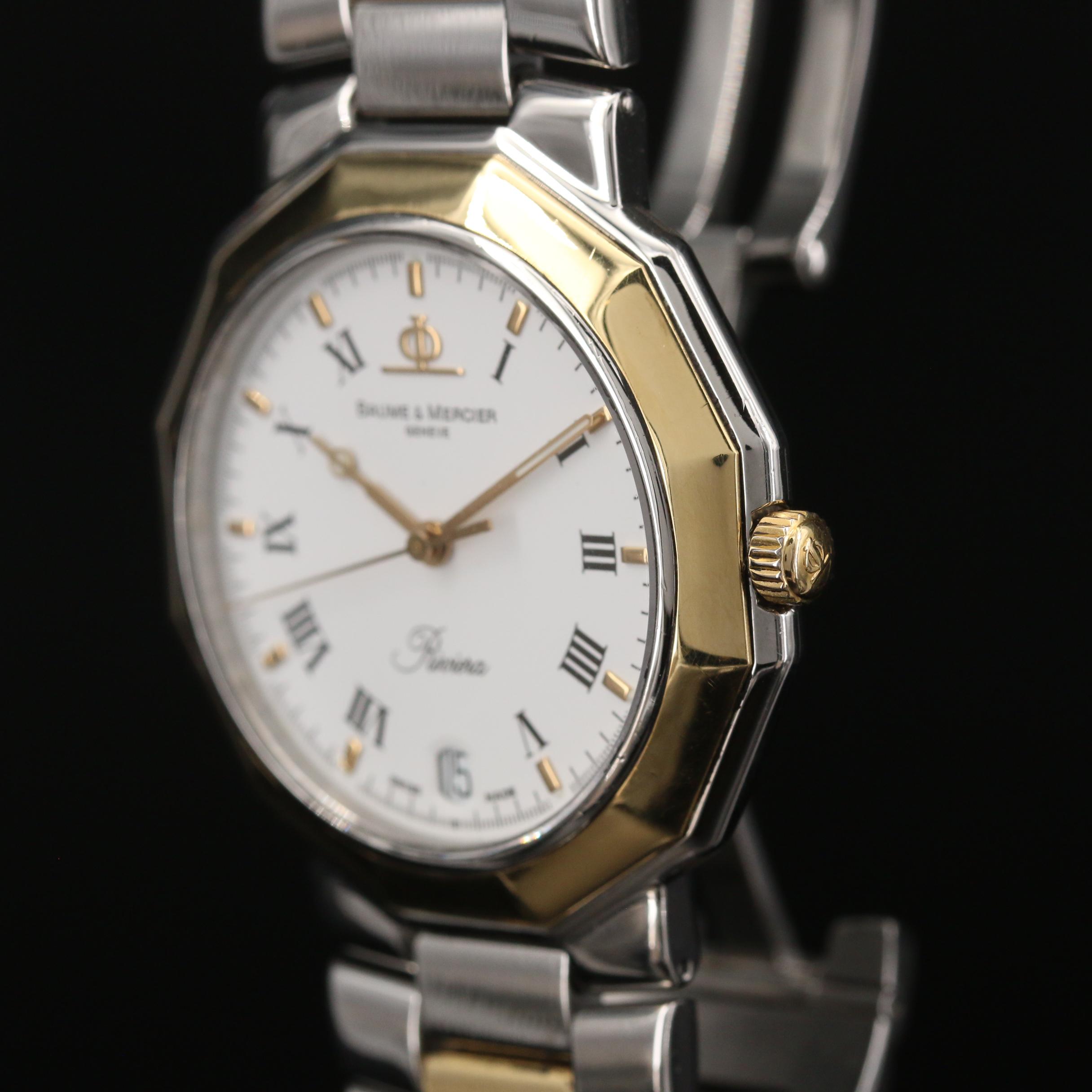Baume & Mercier Riviera with Date 18K Gold and Stainless Steel Watch