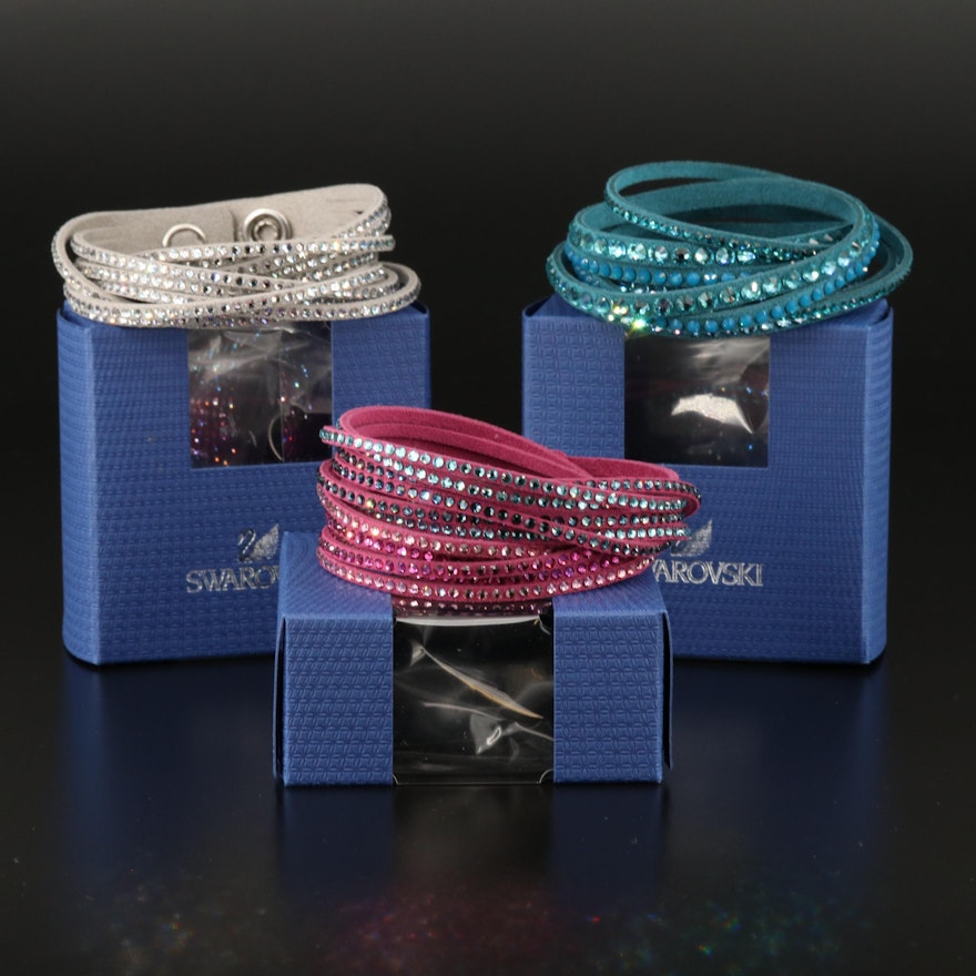 Swarovski Suede Multi-Row Crystal Bracelets