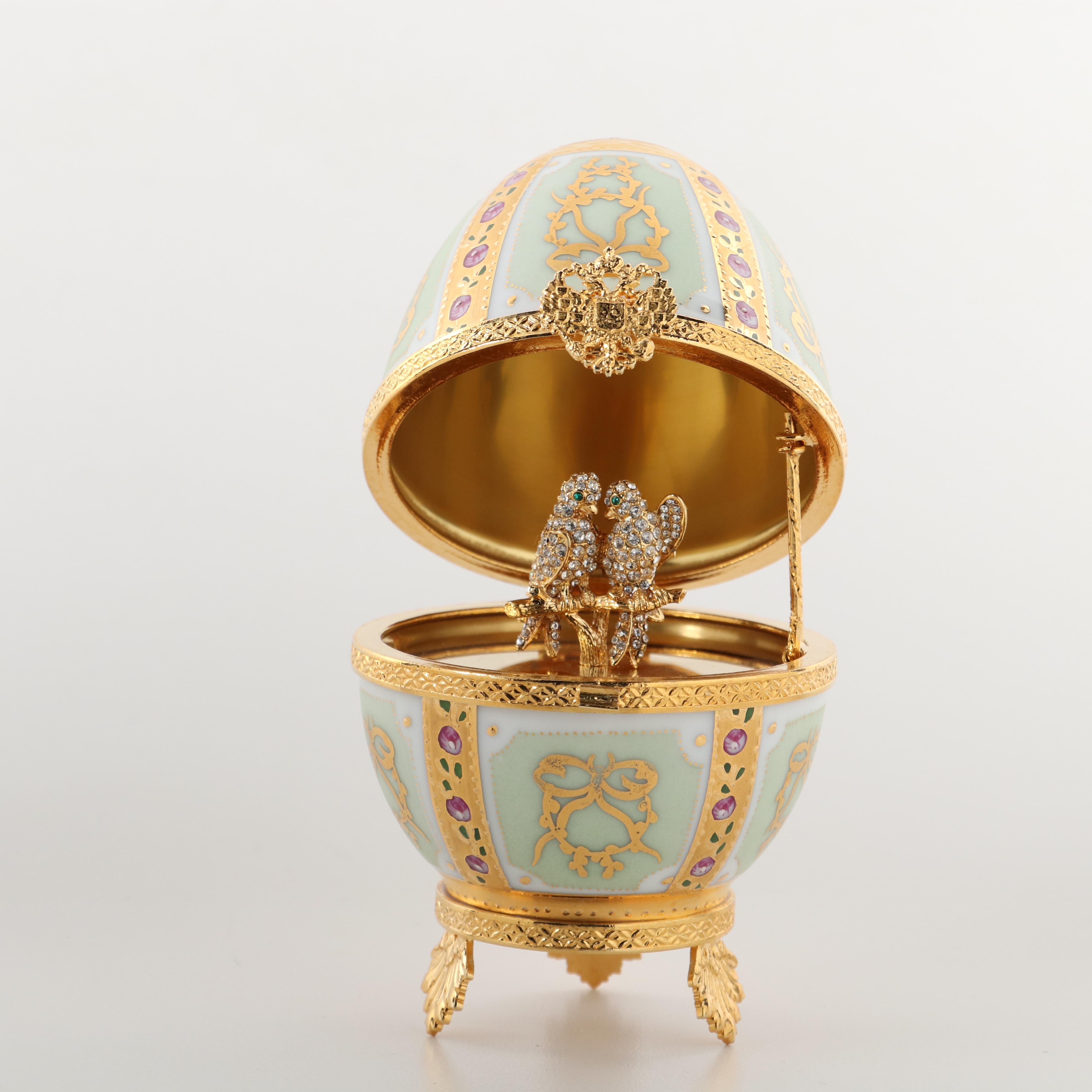 Fabergé Imperial Limoges "Love Doves" Porcelain Egg in Box, Late 20th Century