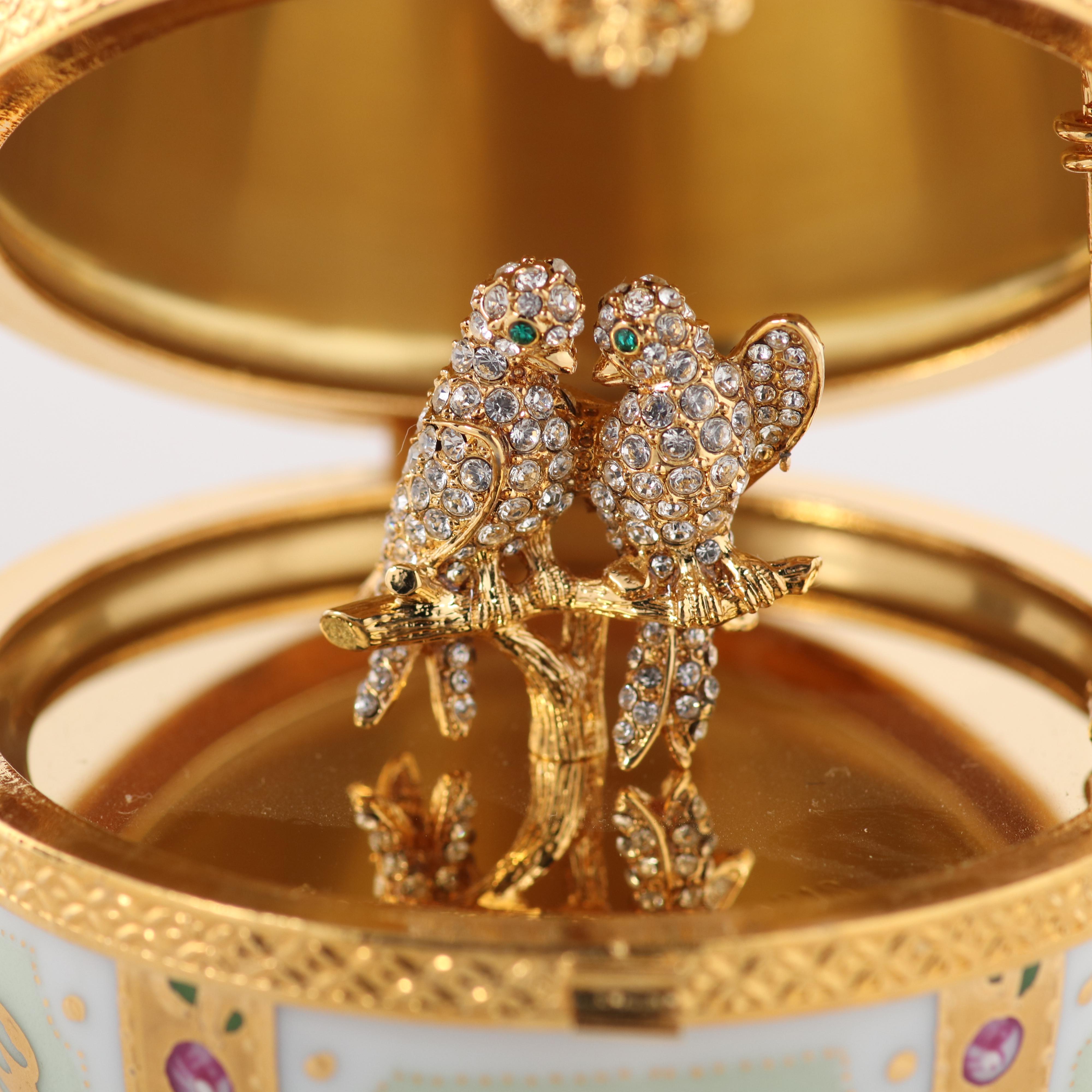 Fabergé Imperial Limoges "Love Doves" Porcelain Egg in Box, Late 20th Century