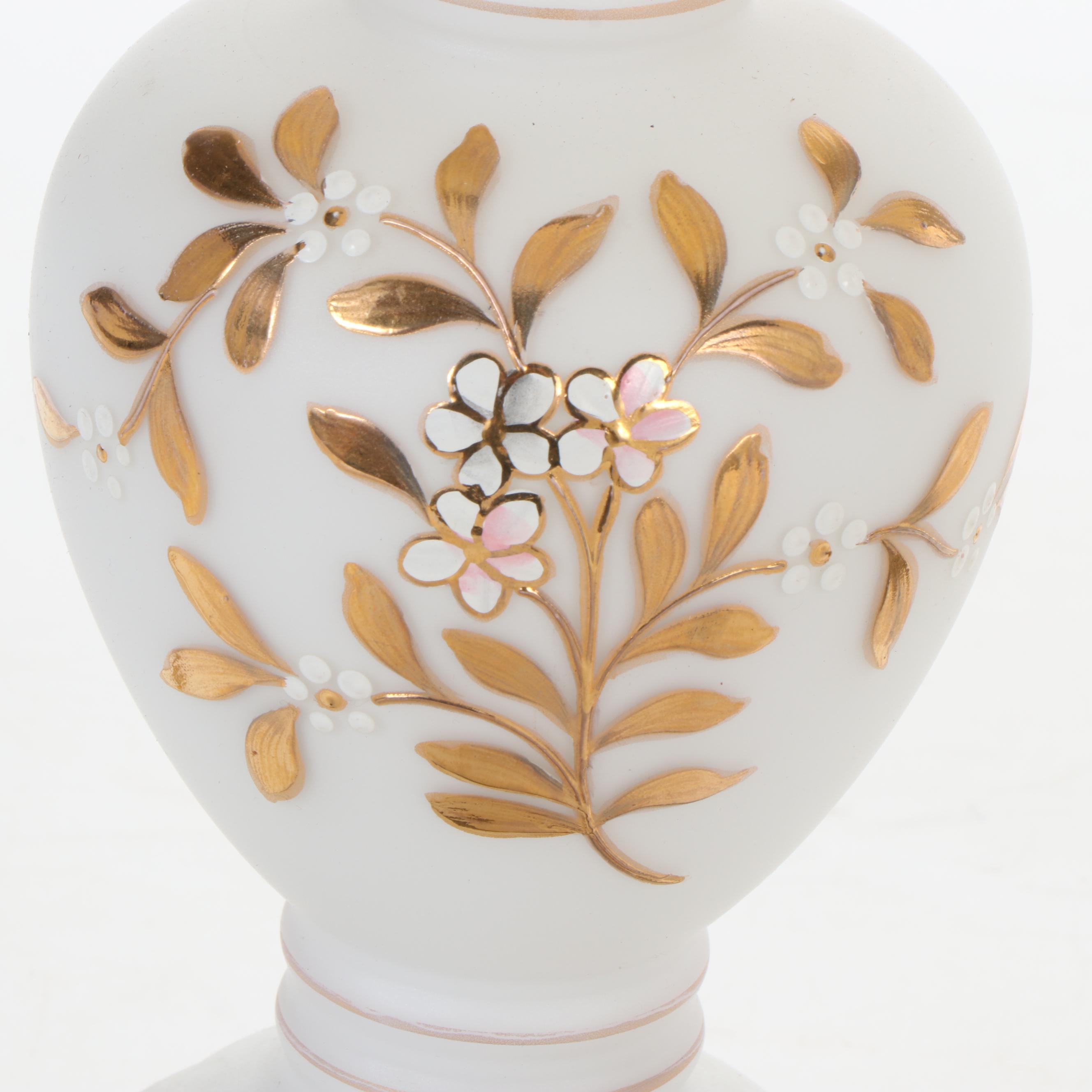 Bristol Vase Style Milk Glass Vanity Lamps, Late 20th Century
