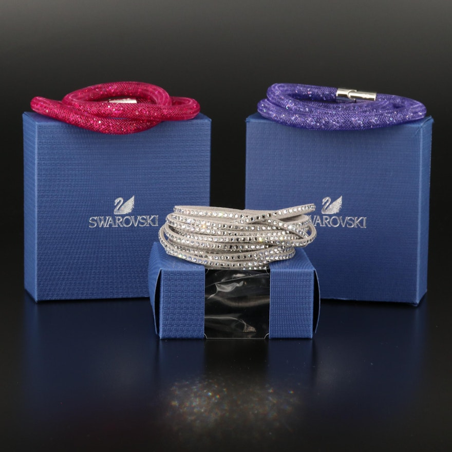 Swarovski Crystal "Stardust" Wrap and Suede Multi-Row Bracelets