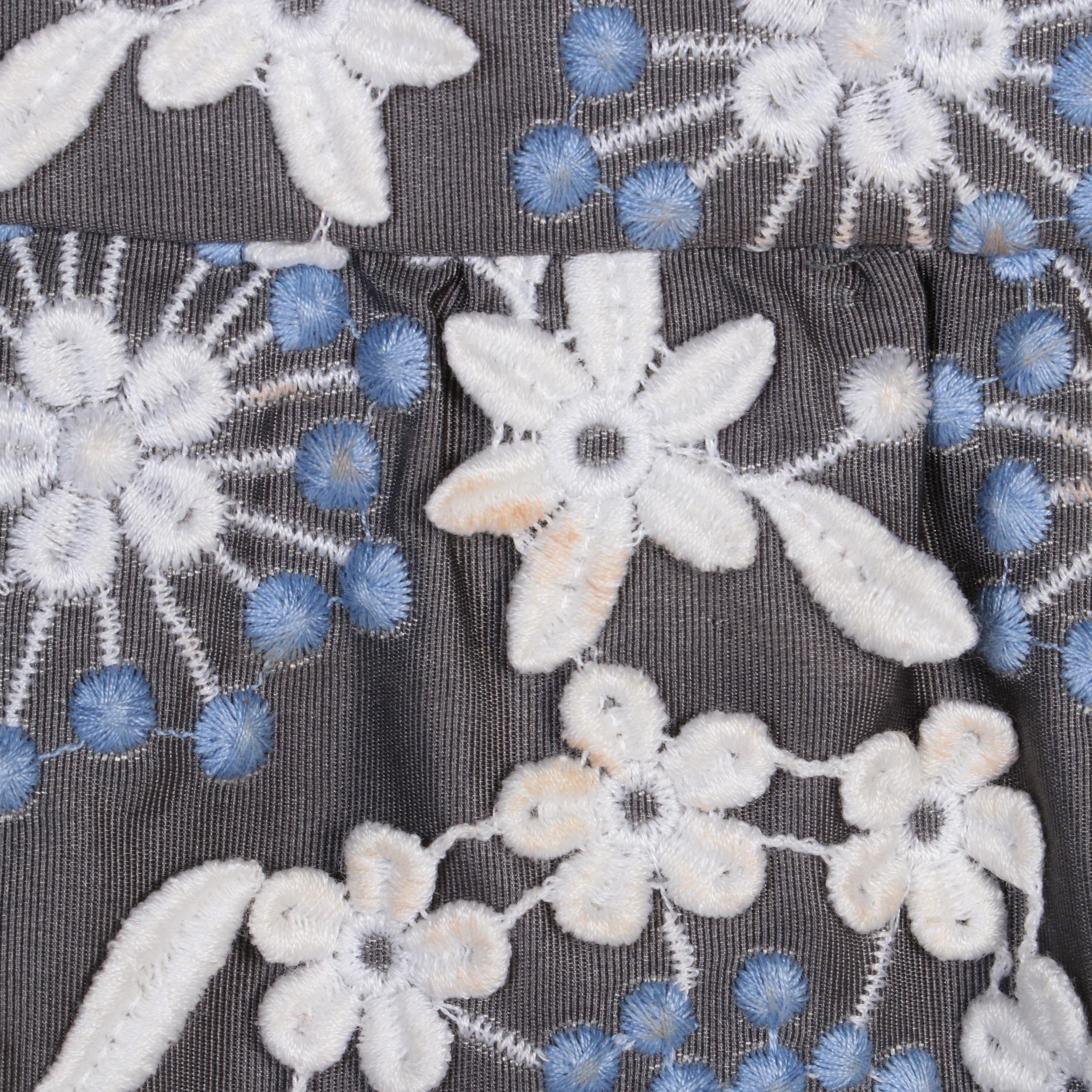 Prada Blue and Gray Floral Sleeveless Dress