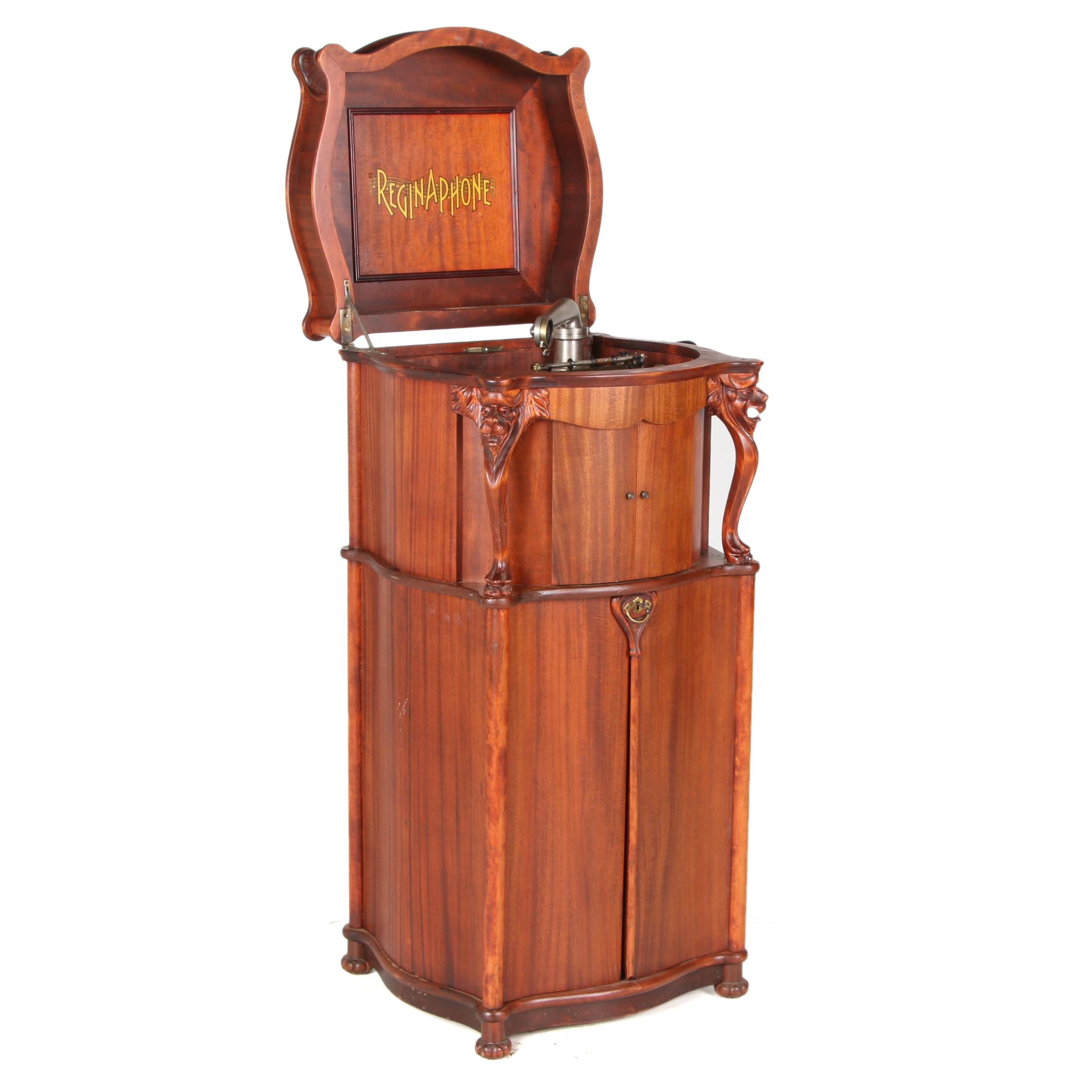 Columbia Graphanola "Lion's Head" Reginaphone Mahogany Cabinet & Phonograph