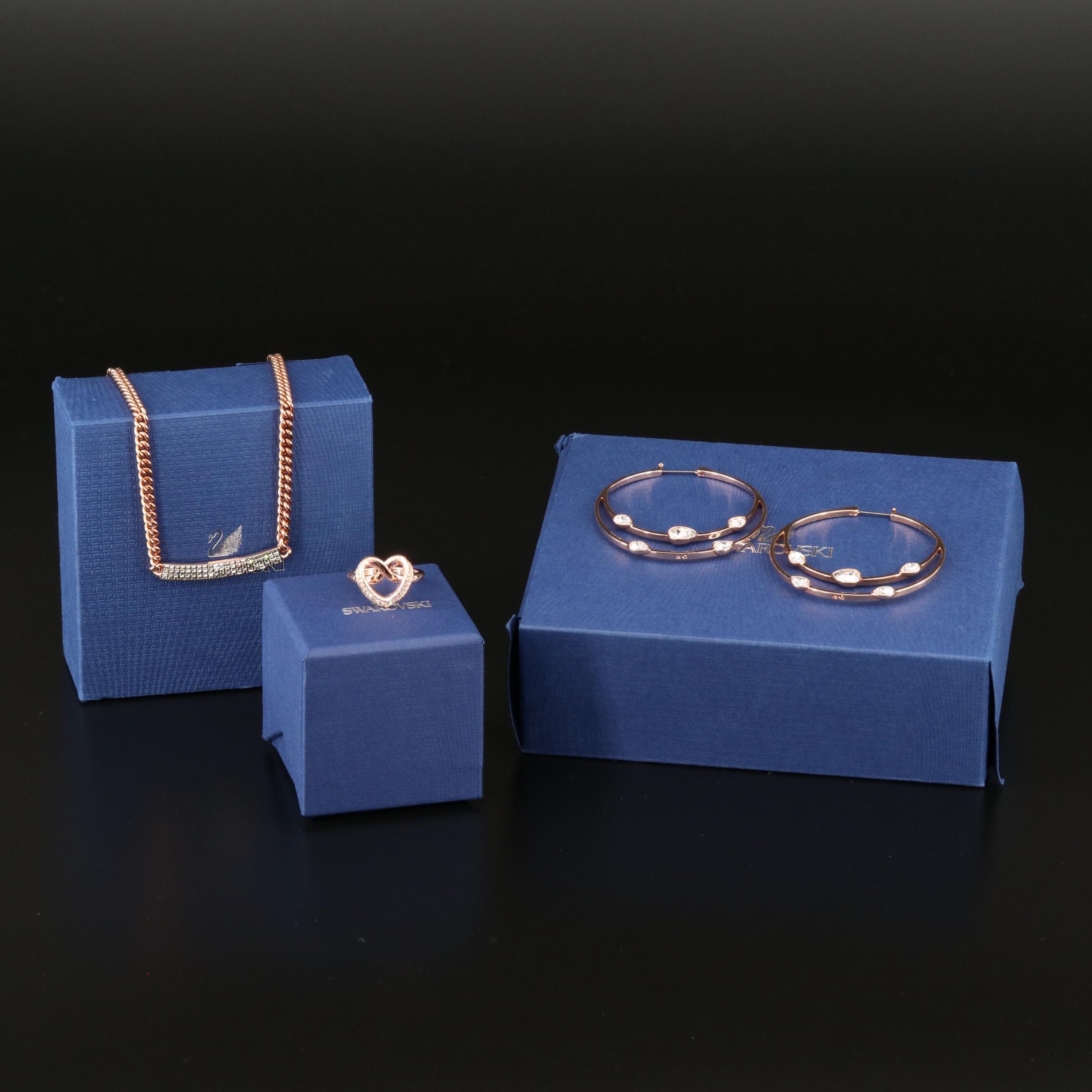 Swarovski Crystal Jewelry Featuring "Vio" Necklace and "Cupidon" Ring