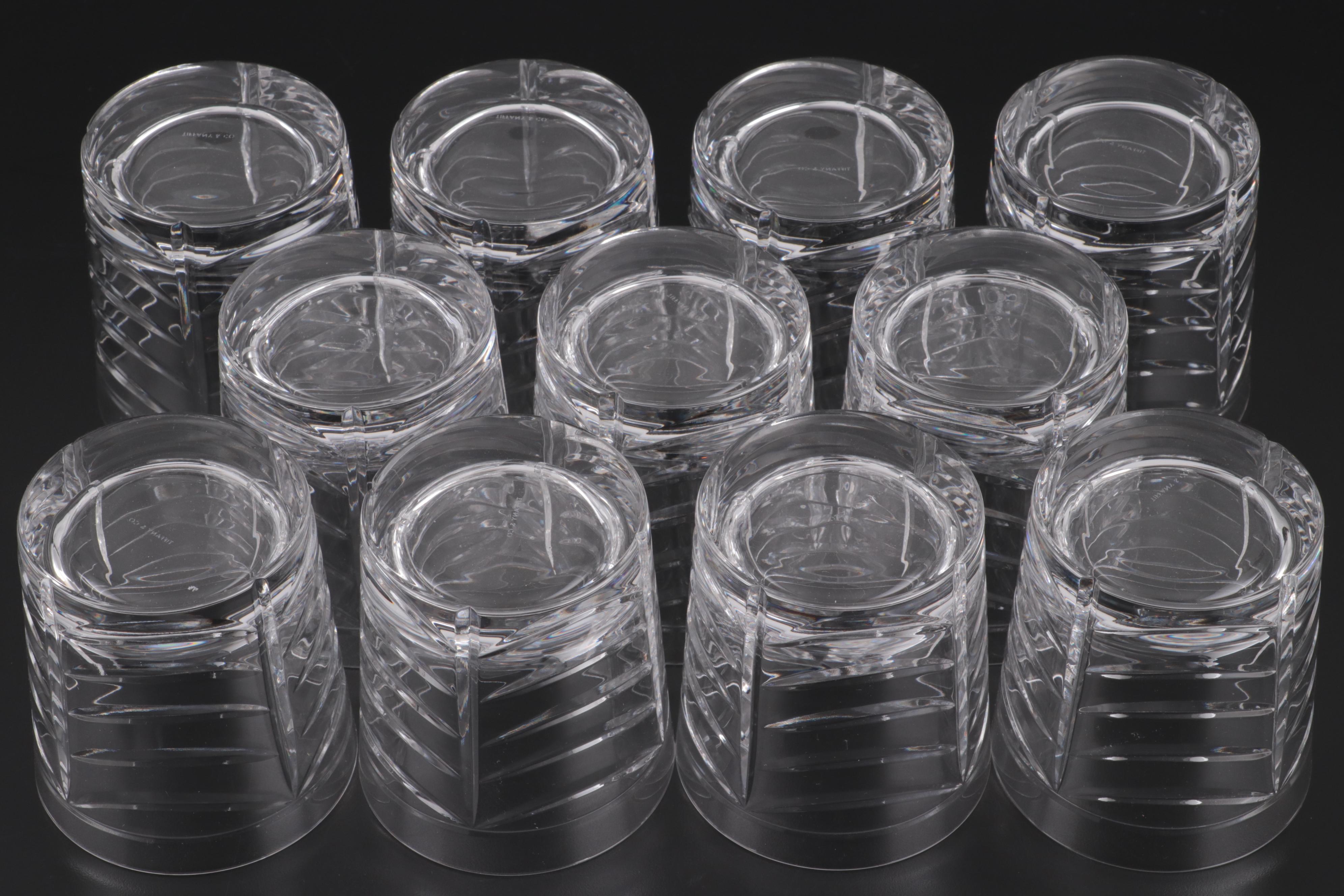 Tiffany & Co. "Swag" Crystal Double Old Fashioned Glasses, 1990s