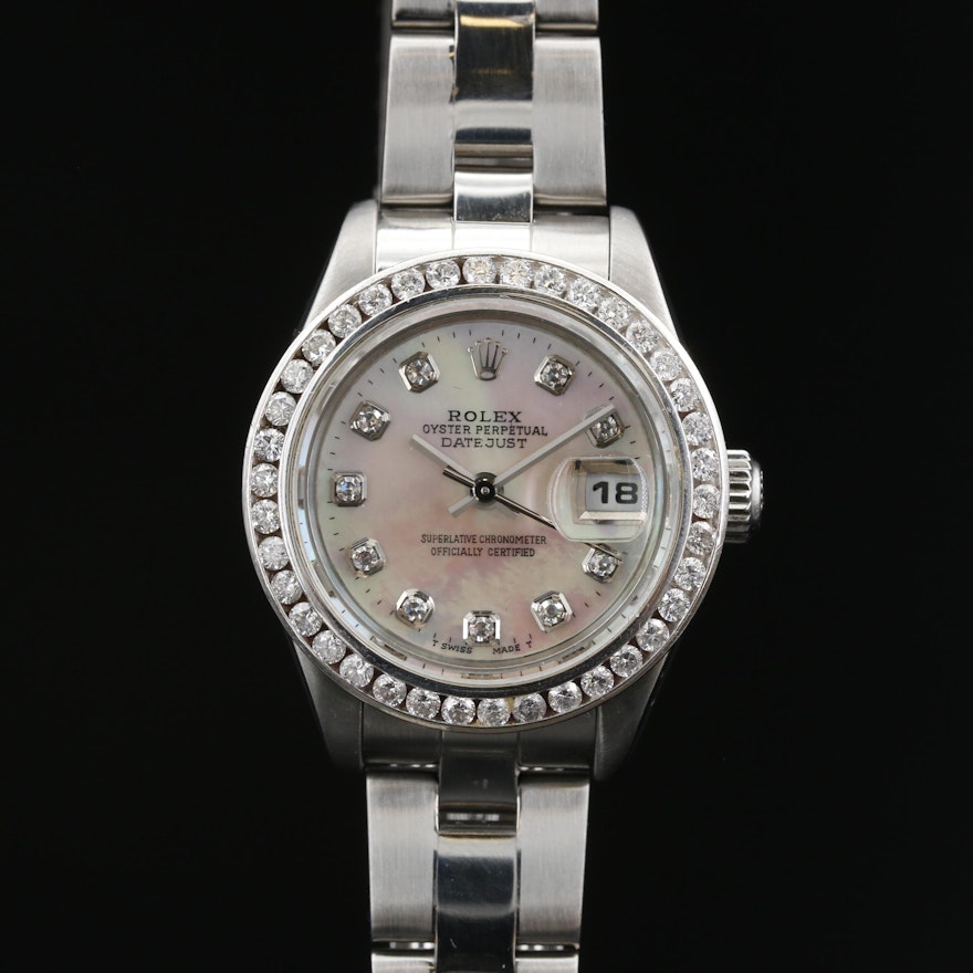 2005 Rolex Datejust 14K and Stainless Steel, 1.12 CTW Diamond and MOP Wristwatch