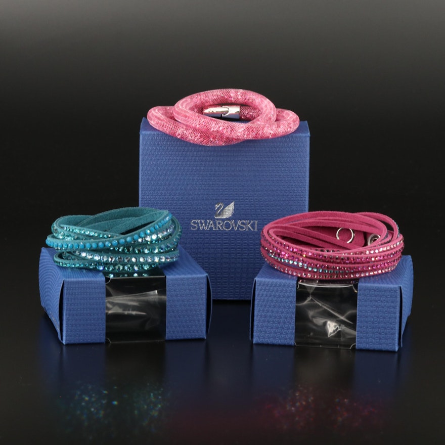 Swarovski Crystal "Stardust" Double and Suede Multi-Row Bracelets