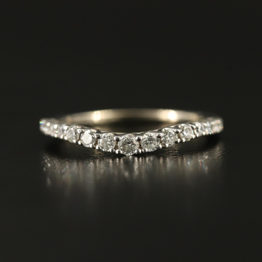 14K Graduated Diamond Contour Band