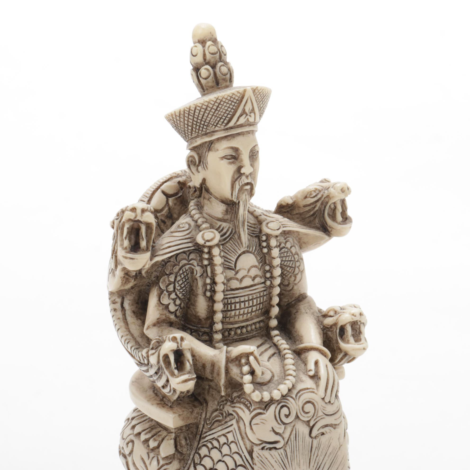 Chinese Resin Emperor and Empress Figurines, Late 20th Century
