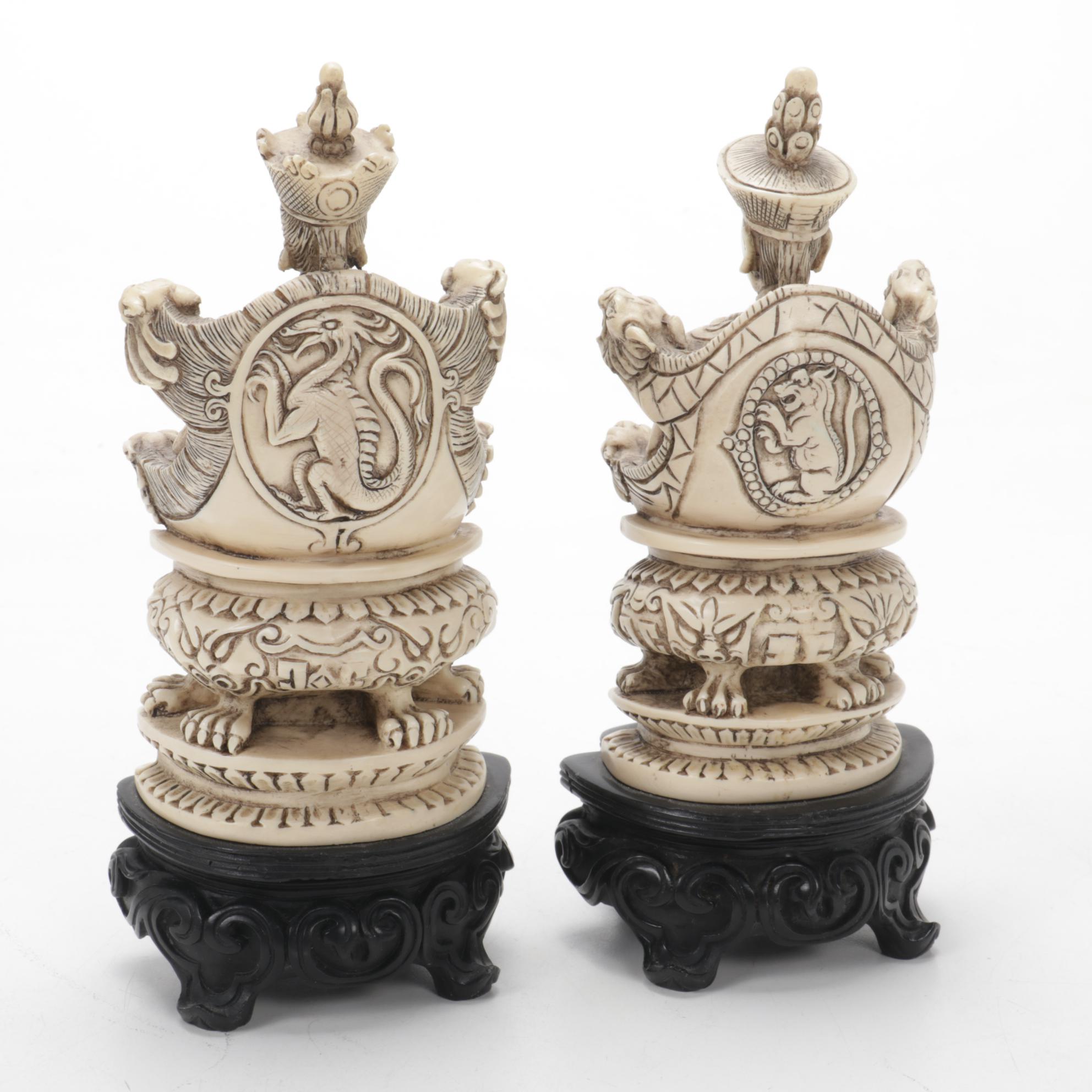 Chinese Resin Emperor and Empress Figurines, Late 20th Century