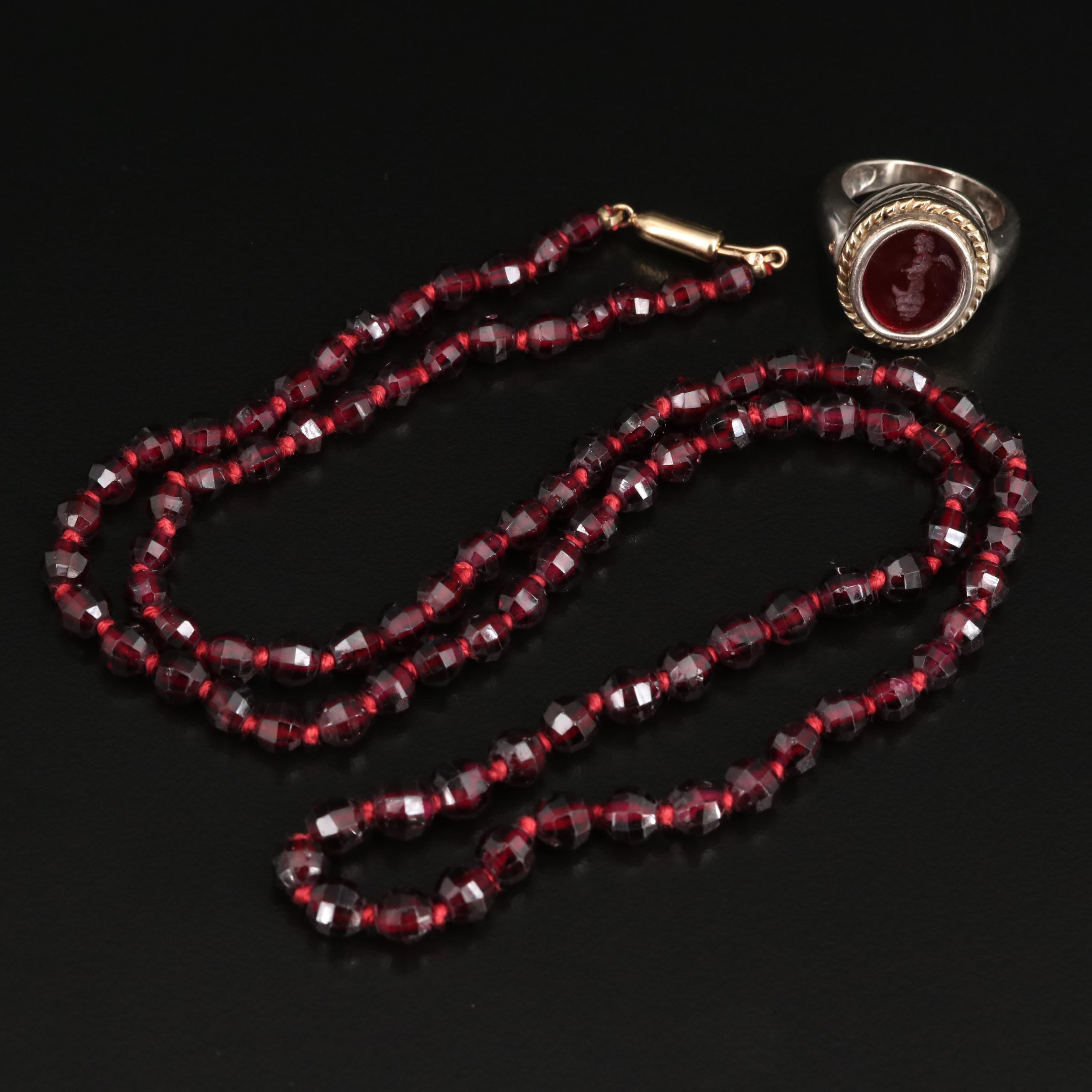 Vintage Krementz Necklace and Phillip Gabriel for Menegatti Sterling Ring