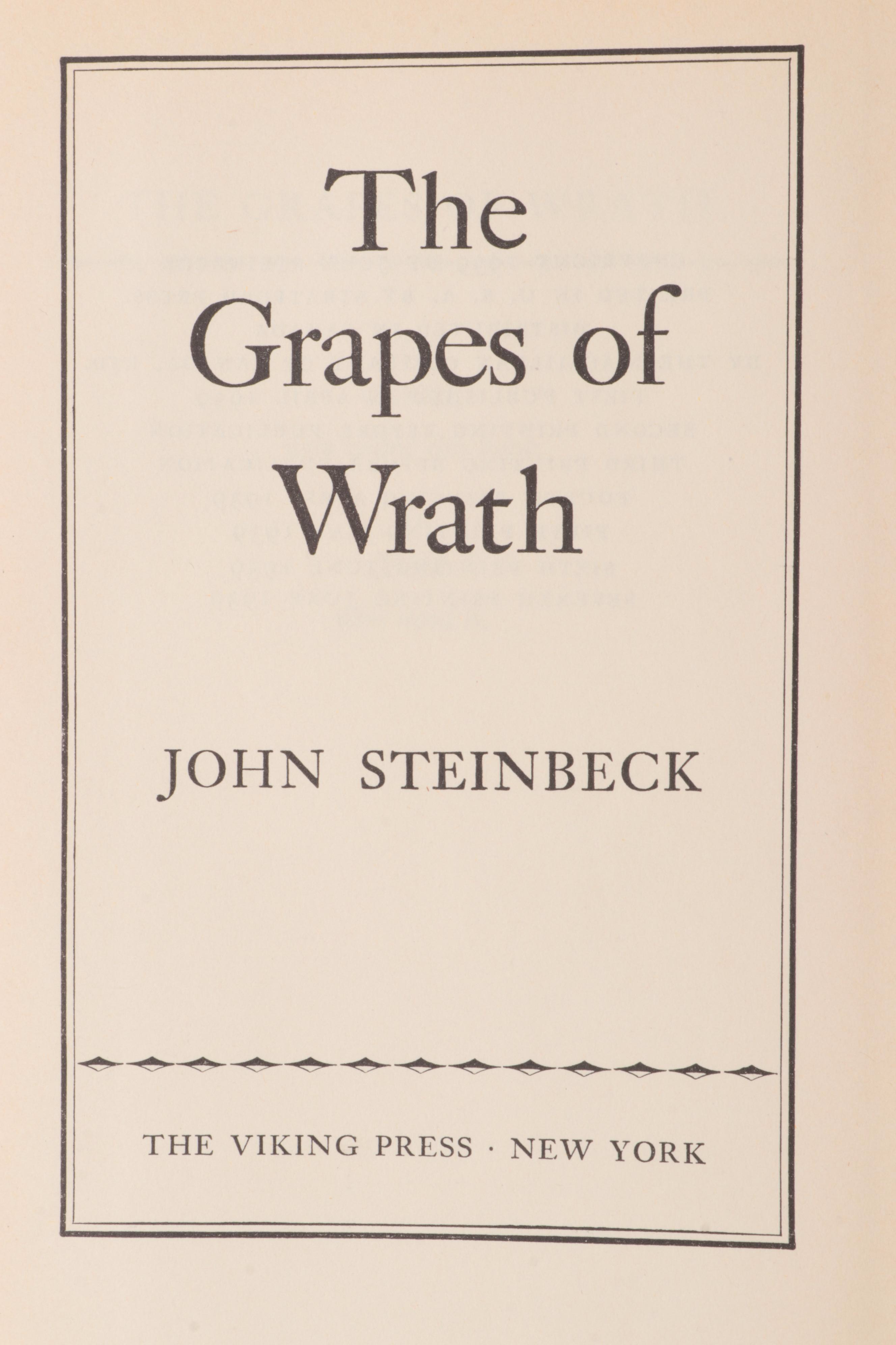 First Edition "The Grapes of Wrath," "The Moon is Down" and More by Steinbeck