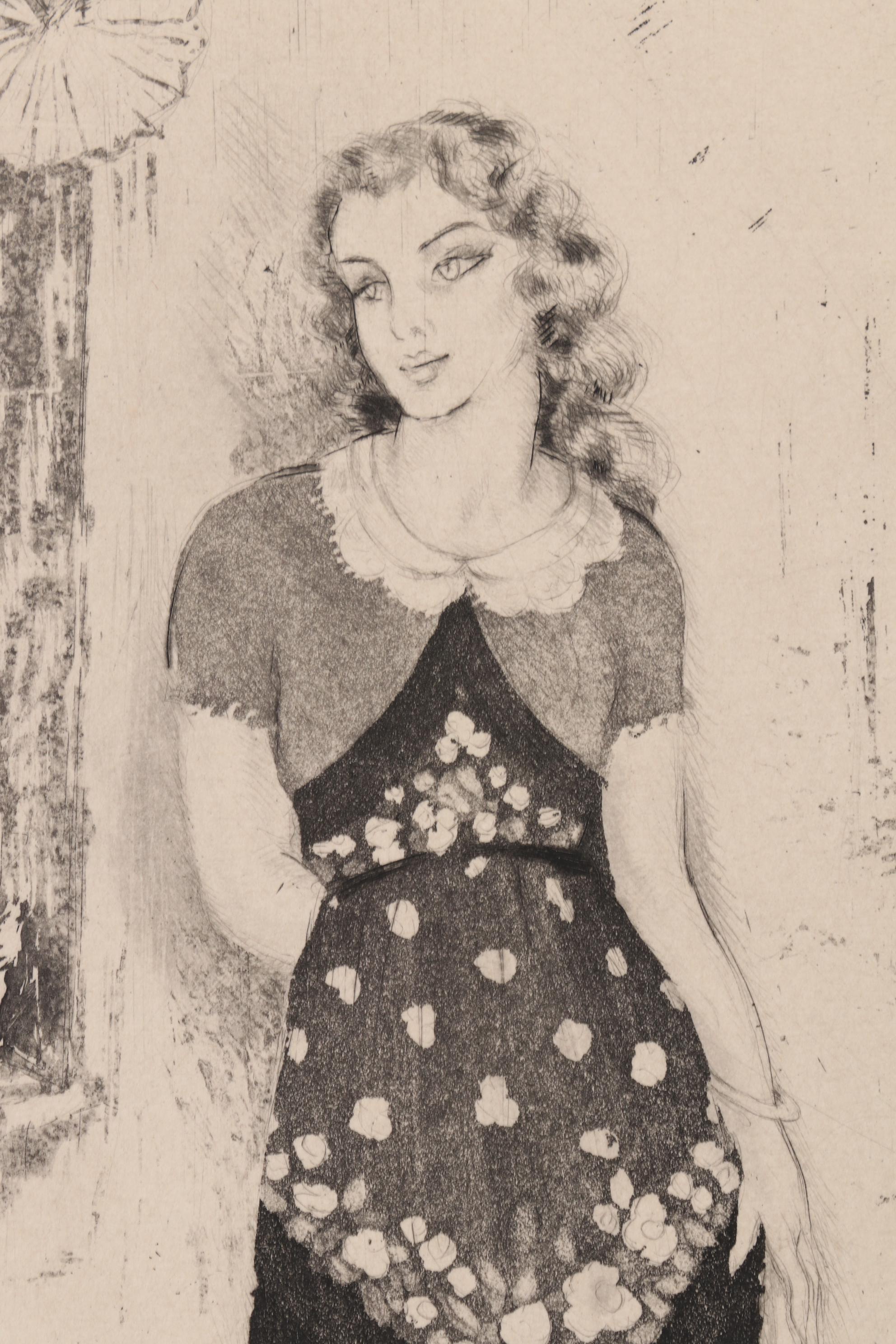 Edouard Jules Chimot Etchings of Women, Mid 20th Century