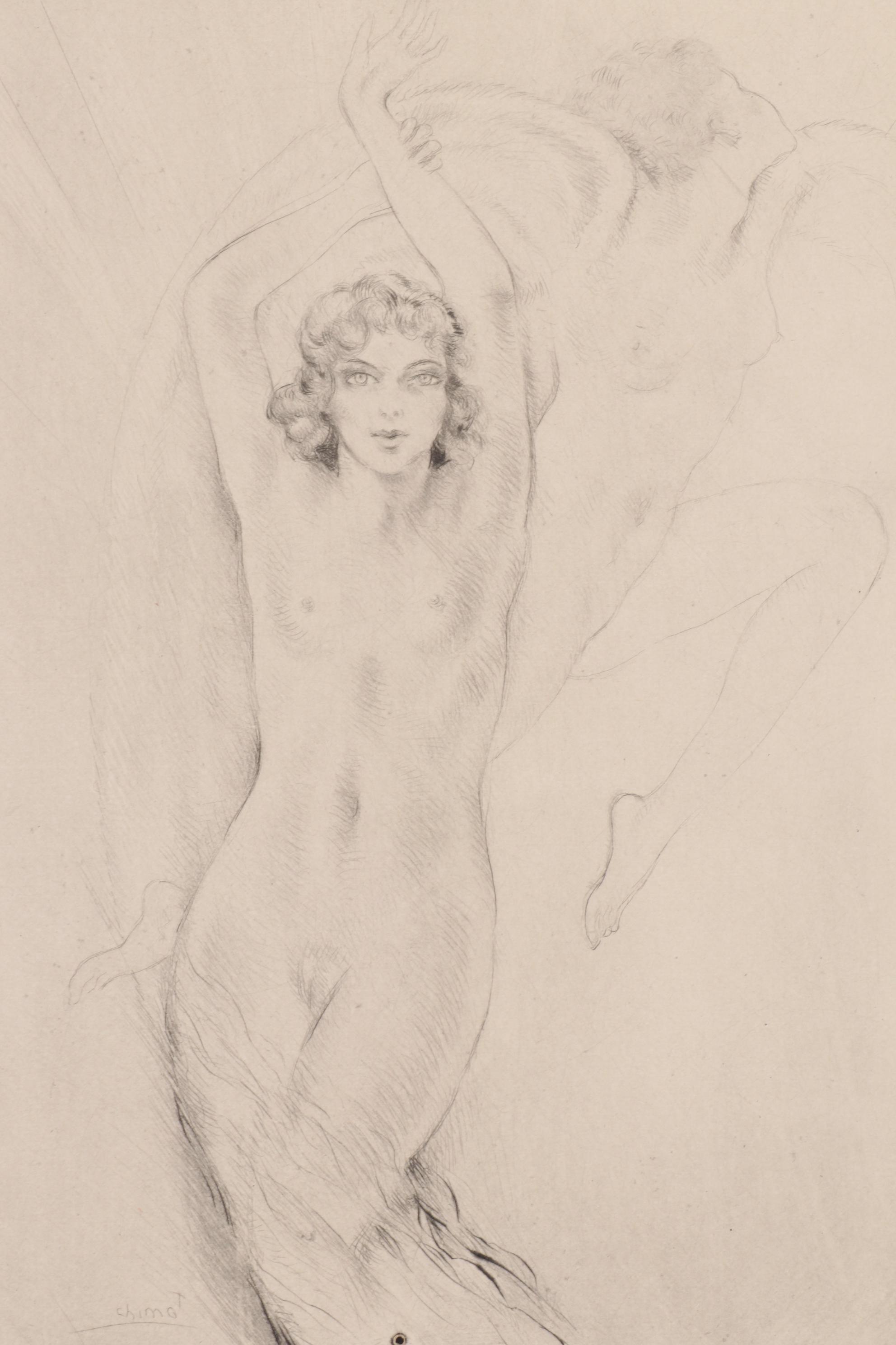 Edouard Jules Chimot Etchings of Women, Mid 20th Century