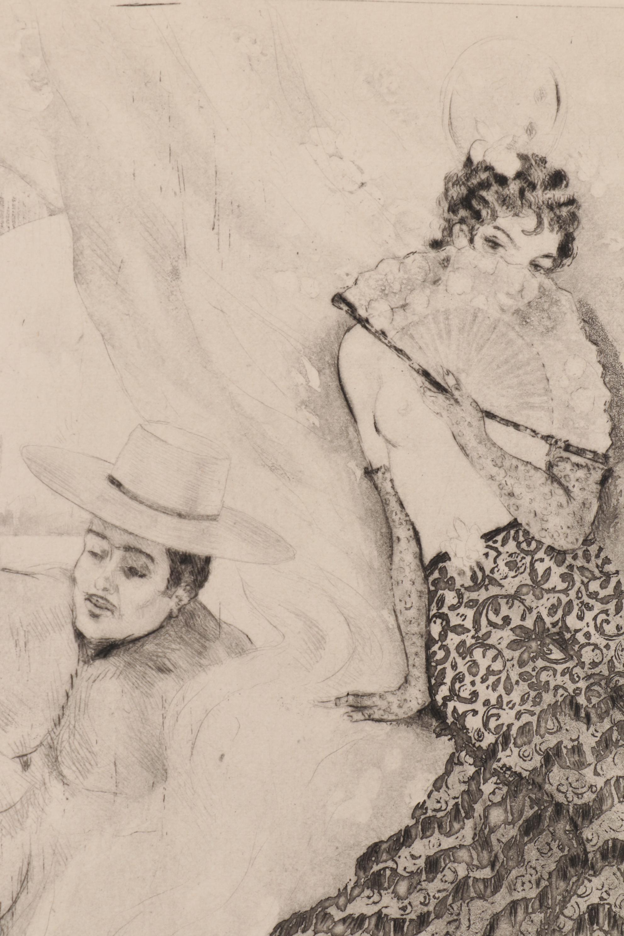 Edouard Jules Chimot Etchings of Women, Mid 20th Century