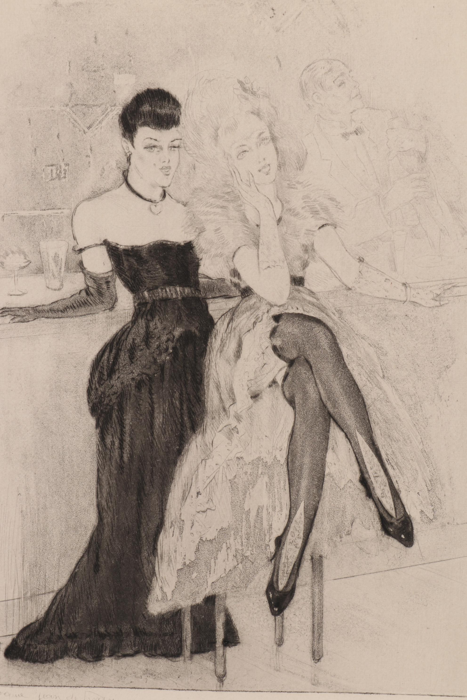 Edouard Jules Chimot Etchings of Women, Mid 20th Century